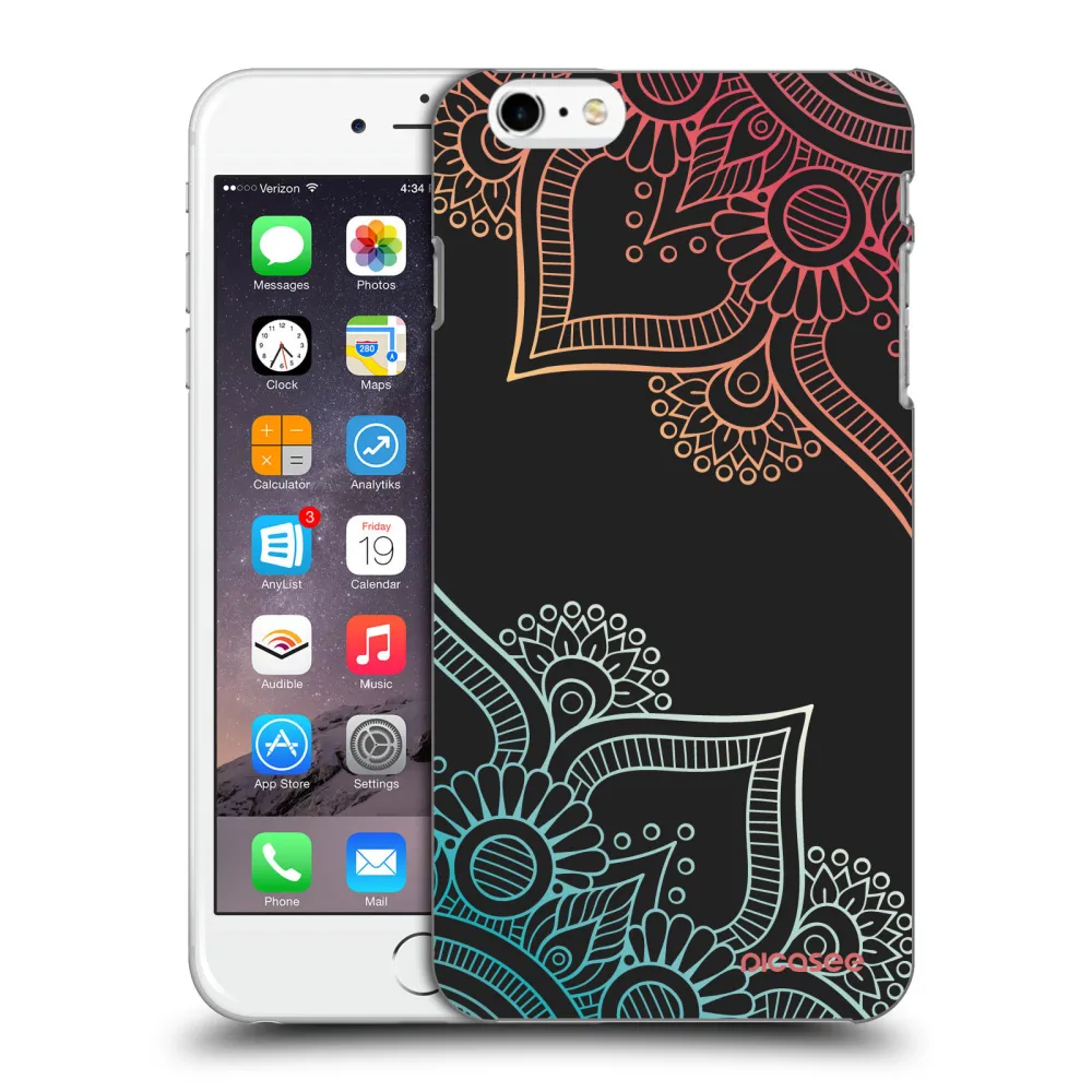Picasee Μαύρη θήκη σιλικόνης για Apple iPhone 6 Plus/6S Plus - Flowers pattern