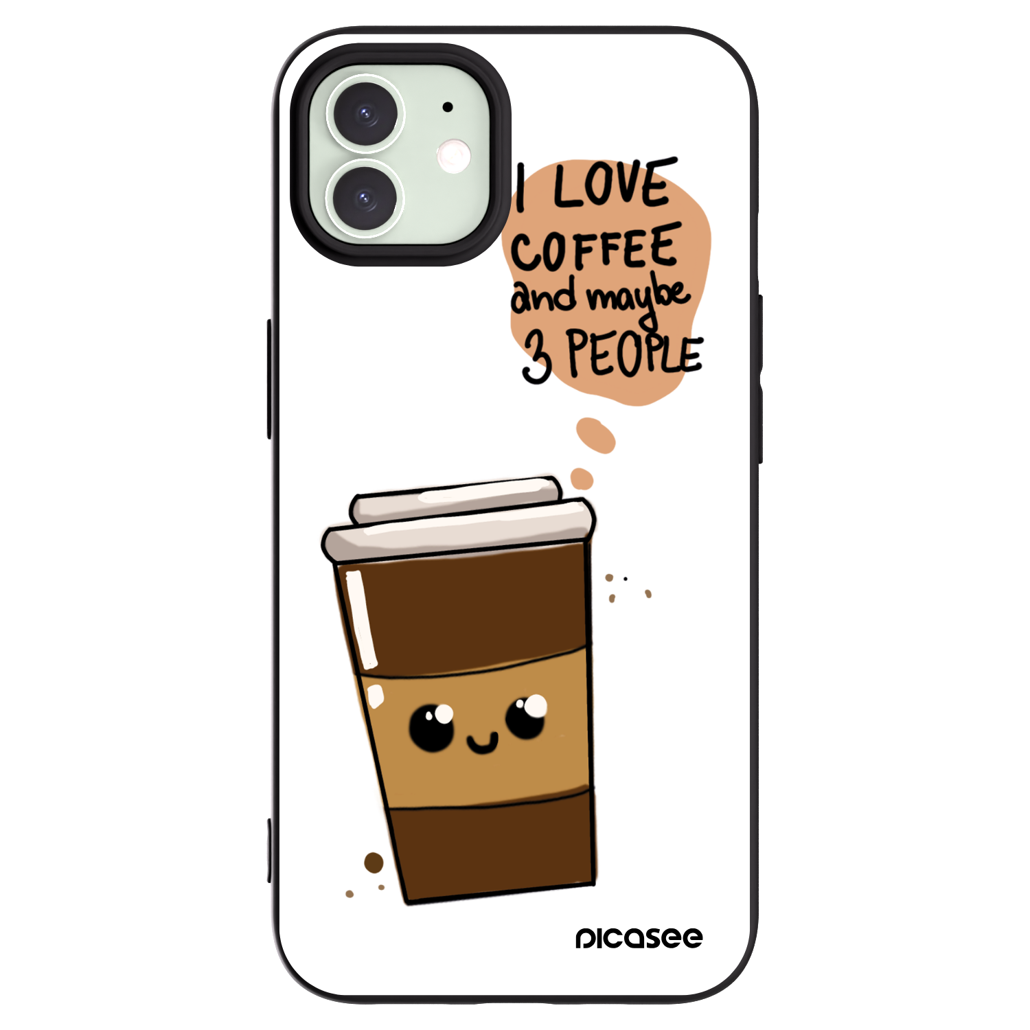 Picasee Μαύρη θήκη σιλικόνης για Apple iPhone 12 - Cute coffee