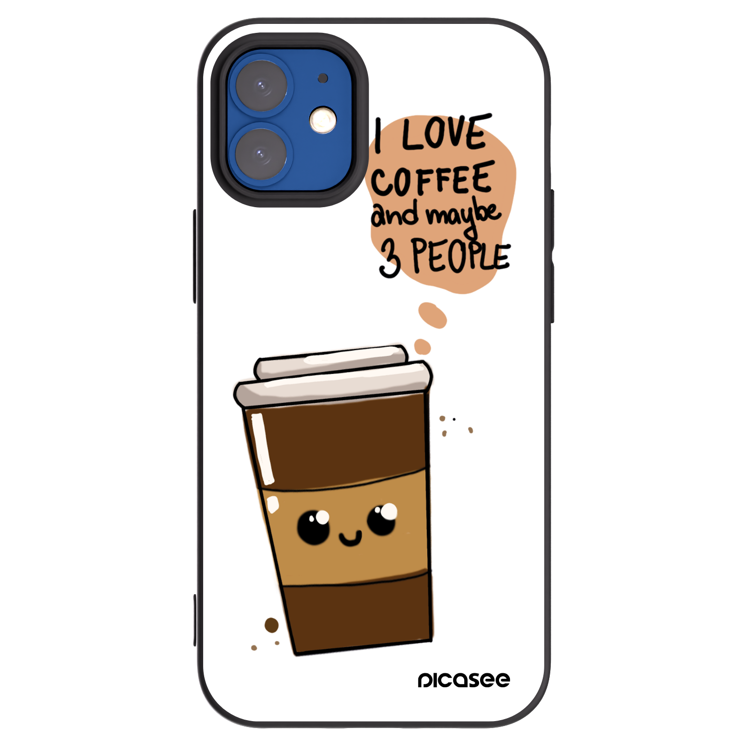 Picasee Μαύρη θήκη σιλικόνης για Apple iPhone 12 mini - Cute coffee