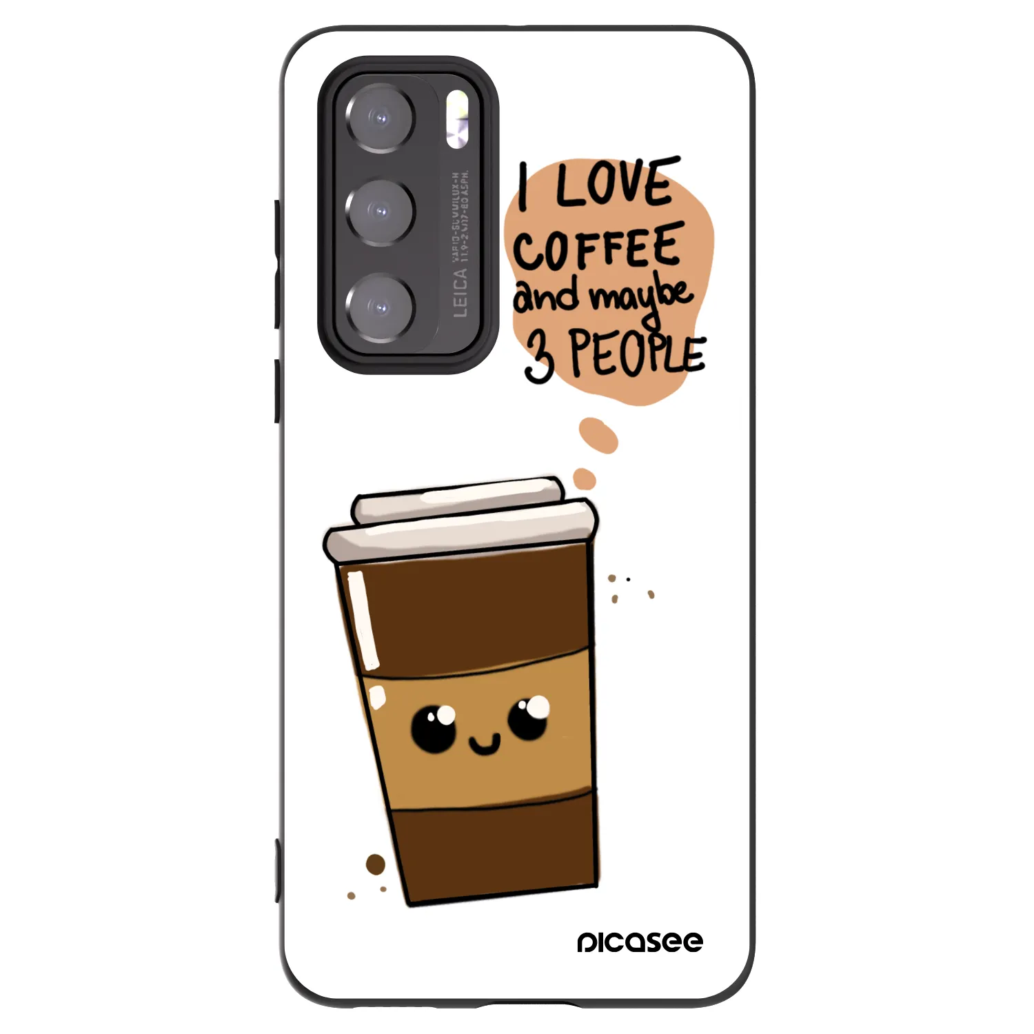 Picasee Μαύρη θήκη σιλικόνης για Huawei P40 - Cute coffee