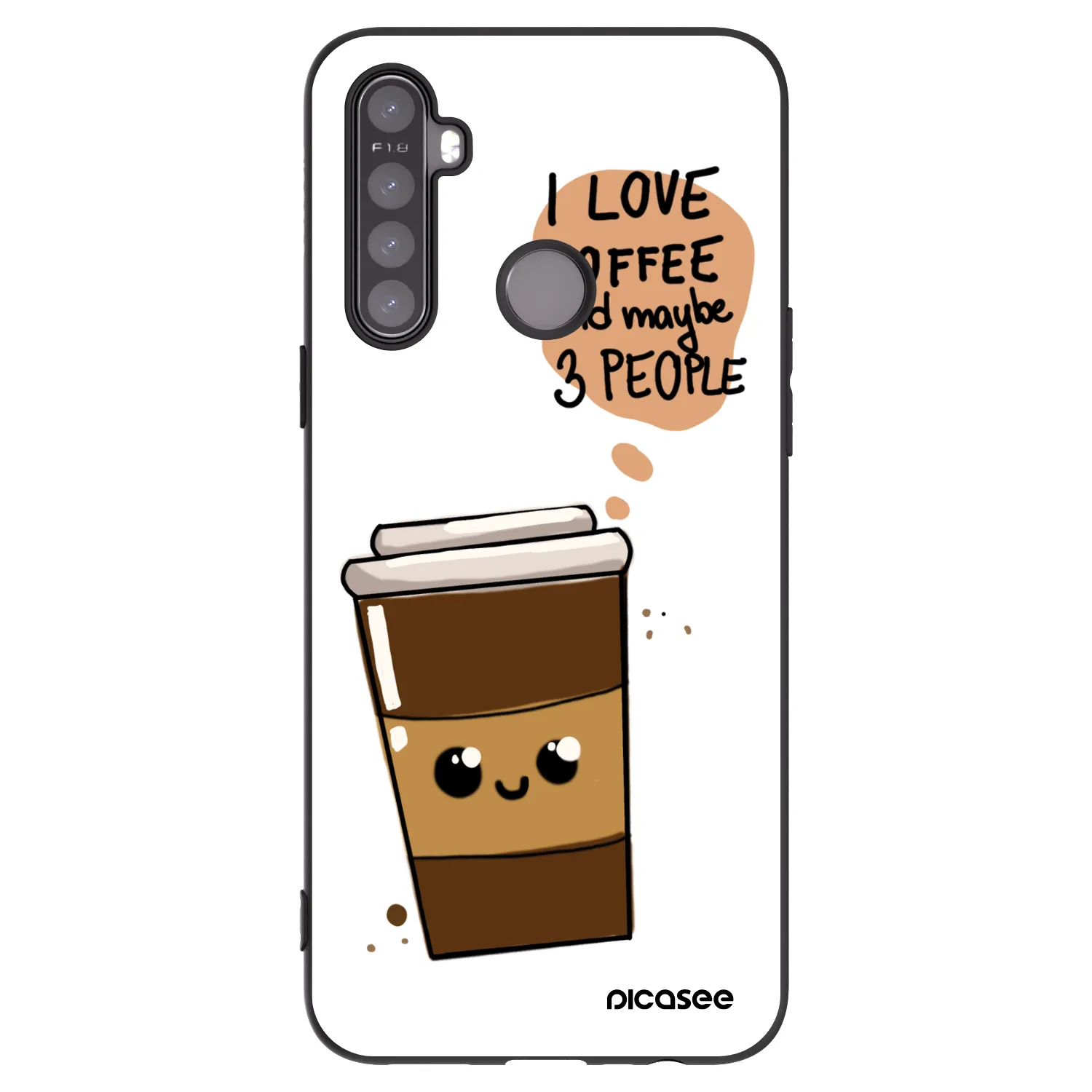 Picasee Μαύρη θήκη σιλικόνης για Realme 5 - Cute coffee