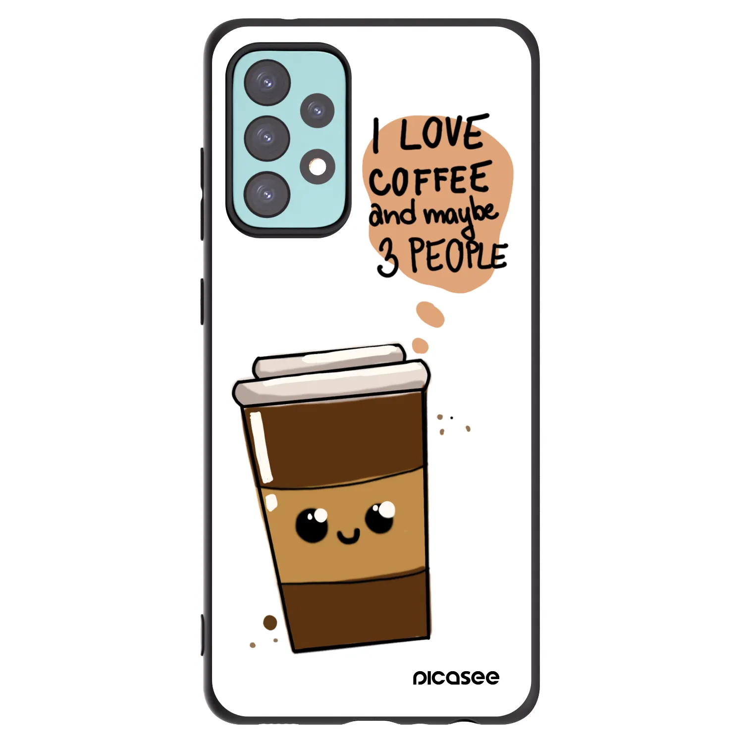 Picasee Μαύρη θήκη σιλικόνης για Samsung Galaxy A72 A725F - Cute coffee