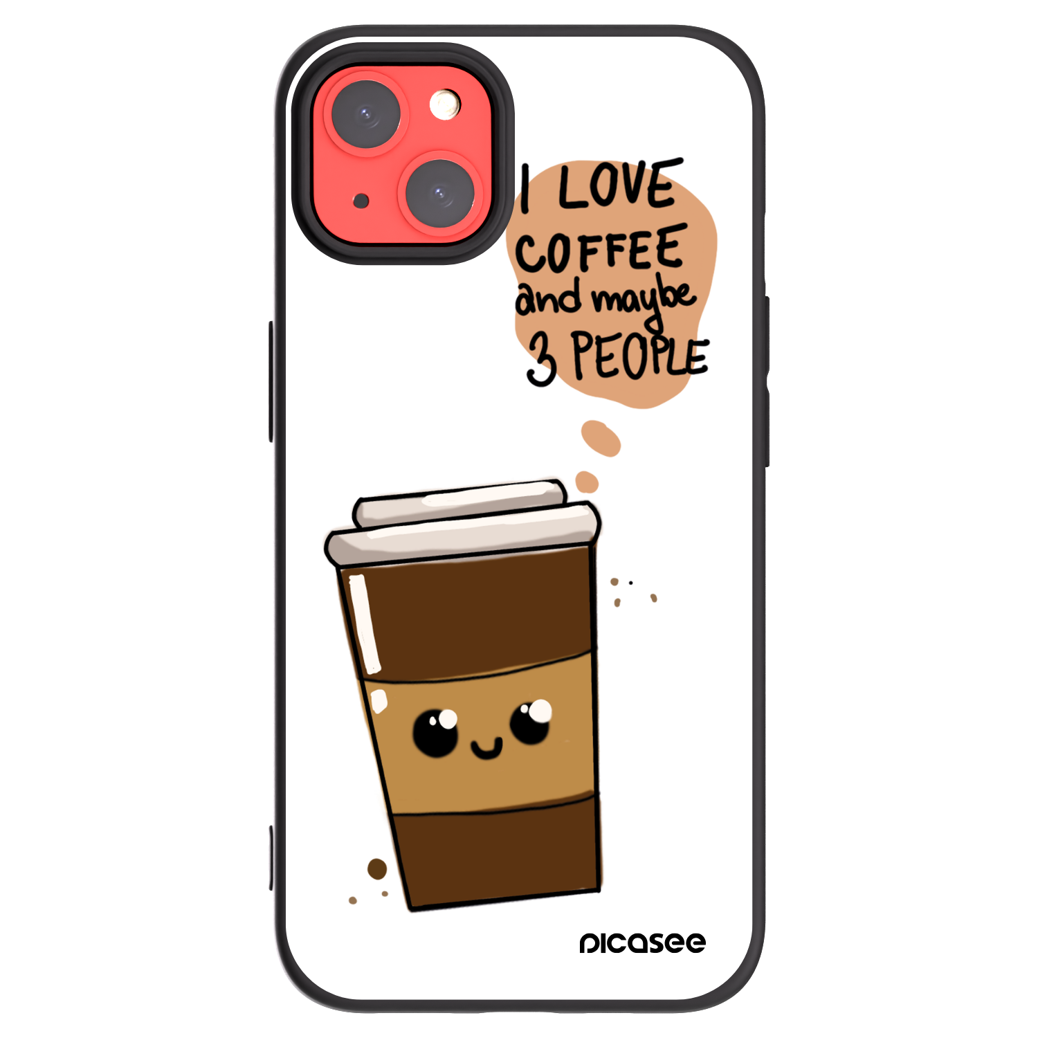 Picasee Μαύρη θήκη σιλικόνης για Apple iPhone 13 - Cute coffee