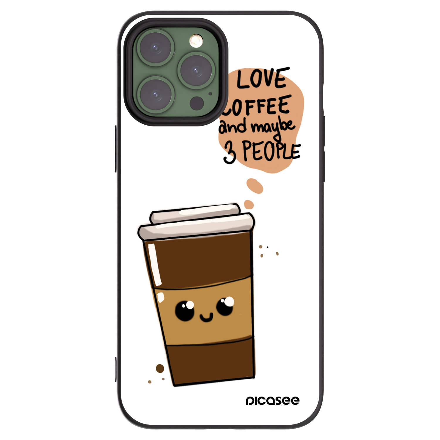 Picasee Μαύρη θήκη σιλικόνης για Apple iPhone 13 Pro Max - Cute coffee