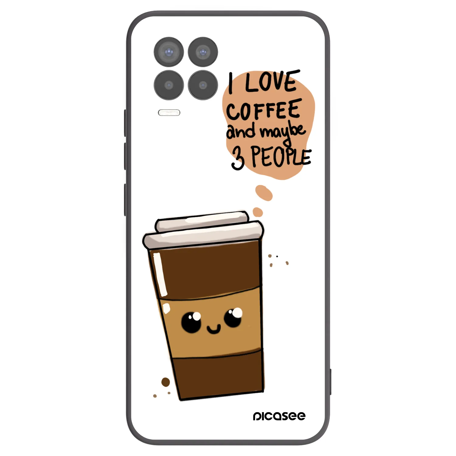 Picasee Μαύρη θήκη σιλικόνης για Realme 8 4G - Cute coffee