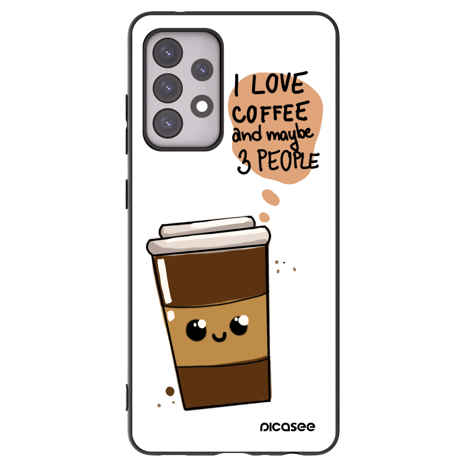 Picasee Μαύρη θήκη σιλικόνης για Samsung Galaxy A52s 5G A528B - Cute coffee