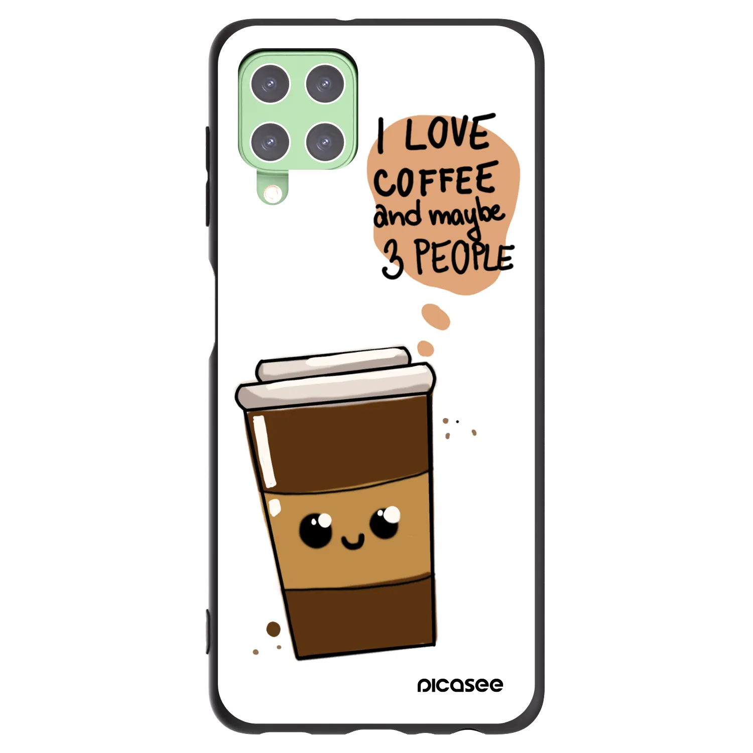 Picasee Μαύρη θήκη σιλικόνης για Samsung Galaxy A22 A225F 4G - Cute coffee