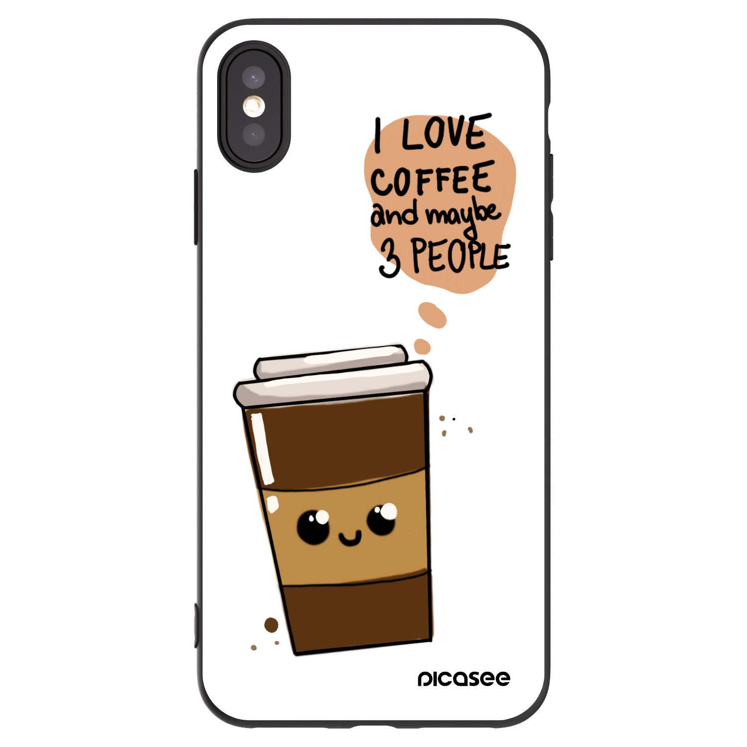 Picasee Μαύρη θήκη σιλικόνης για Apple iPhone XS Max - Cute coffee