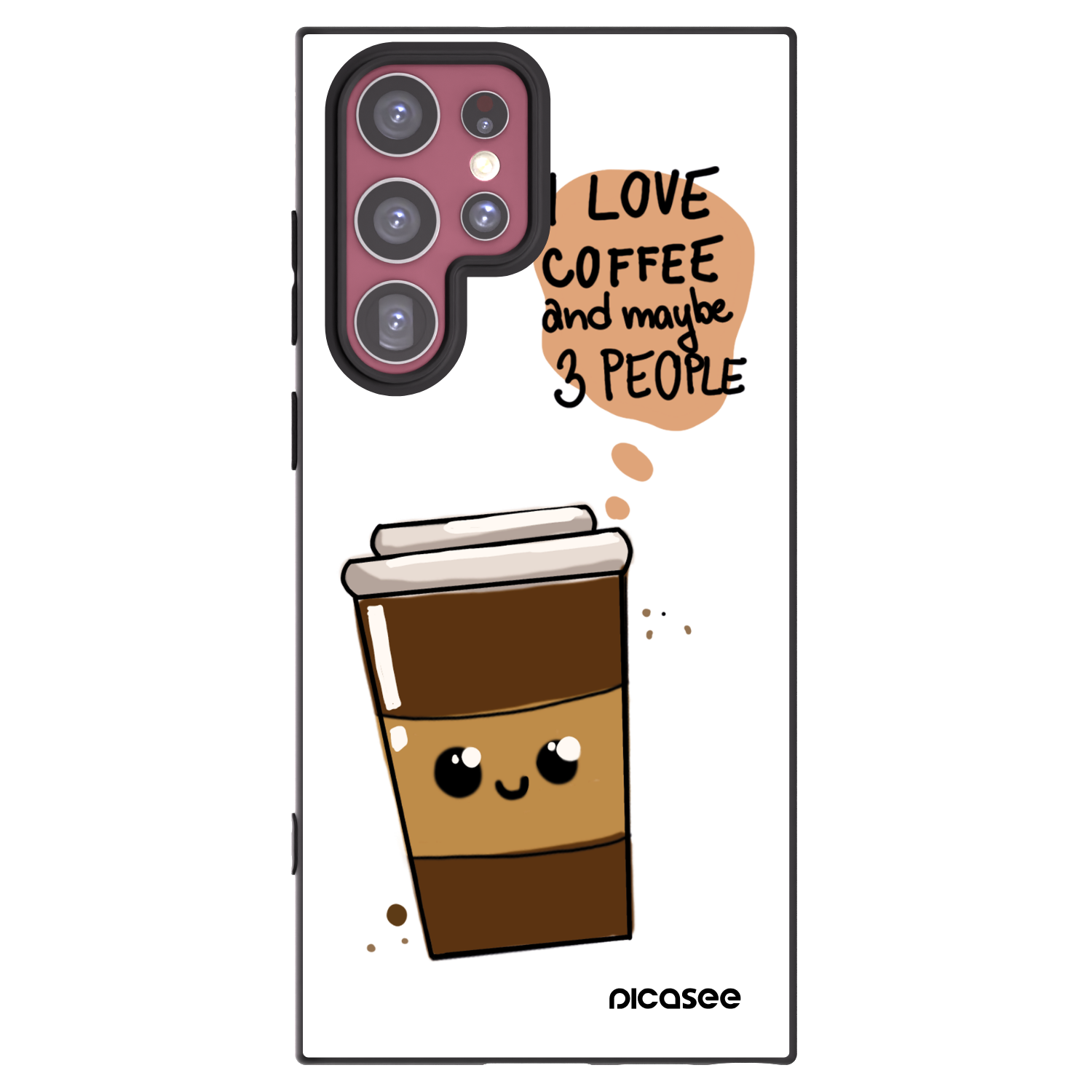 Picasee Μαύρη θήκη σιλικόνης για Samsung Galaxy S22 Ultra 5G - Cute coffee