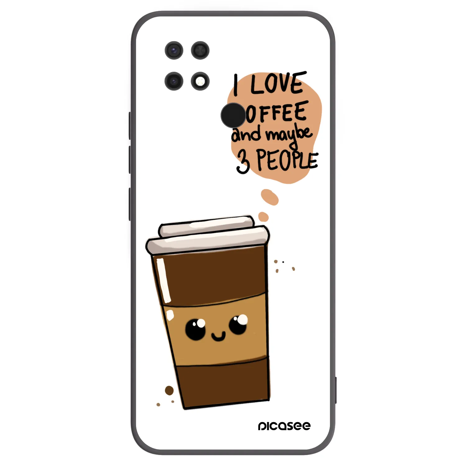 Picasee Μαύρη θήκη σιλικόνης για Xiaomi Redmi 10C - Cute coffee