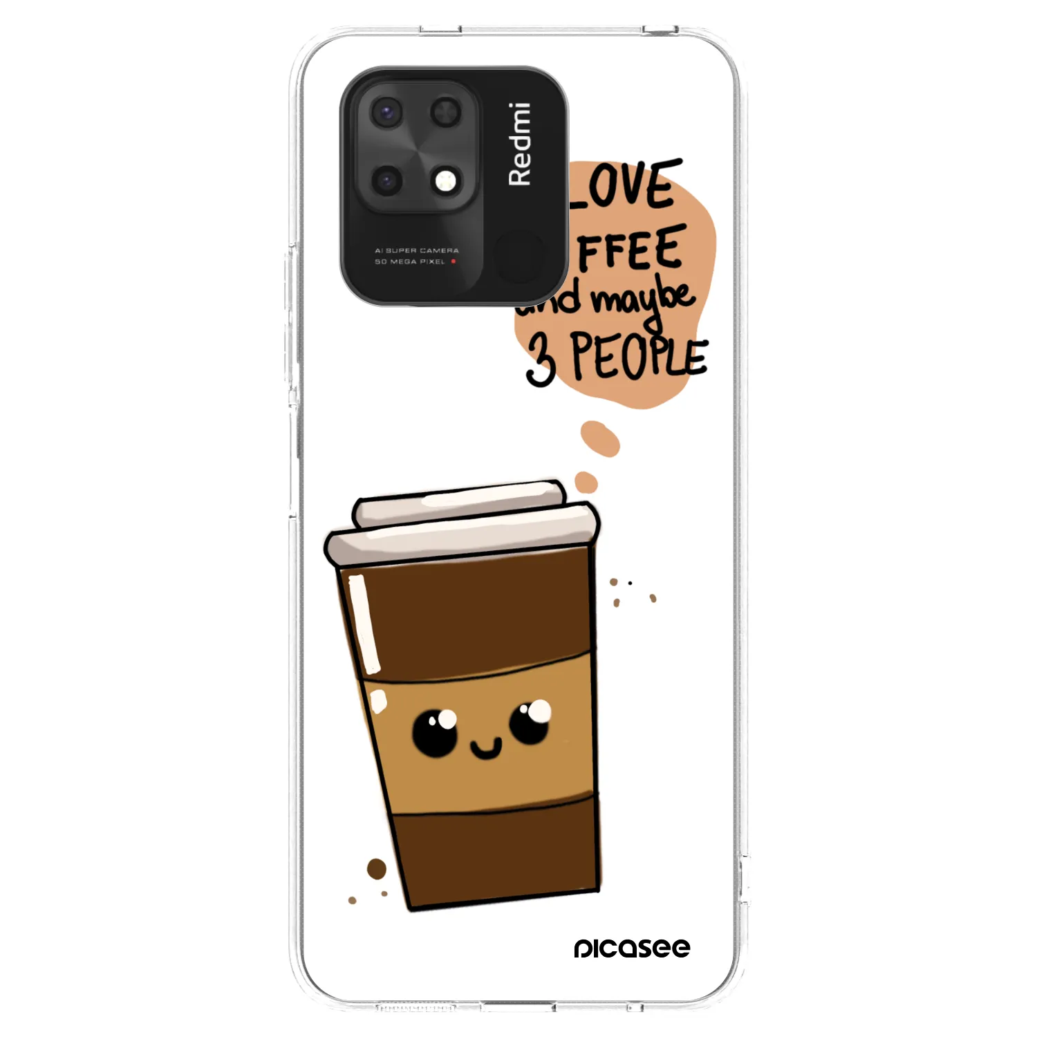 Picasee διαφανής θήκη σιλικόνης Xiaomi Redmi 10C - Cute coffee