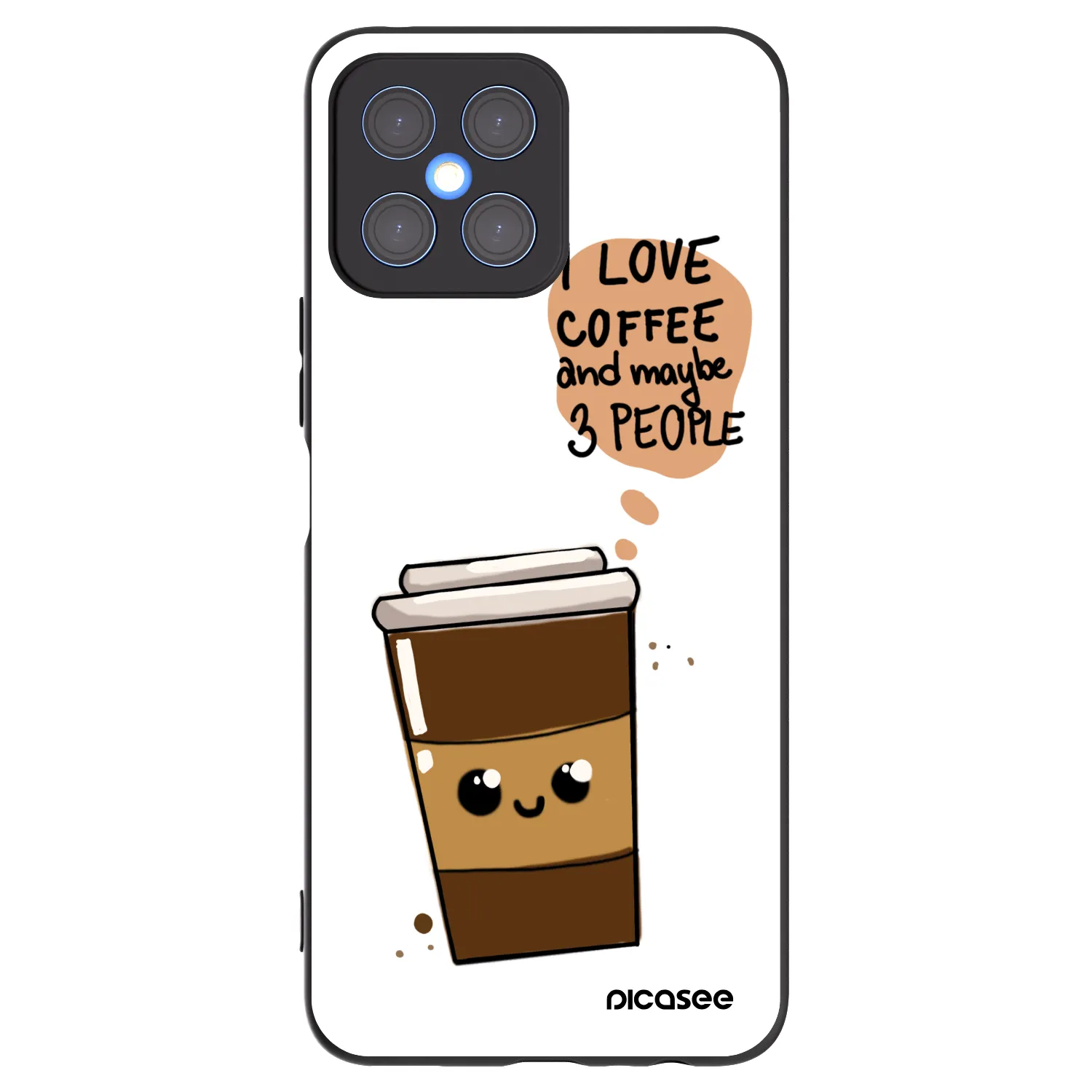 Picasee Μαύρη θήκη σιλικόνης για Honor X8 4G - Cute coffee