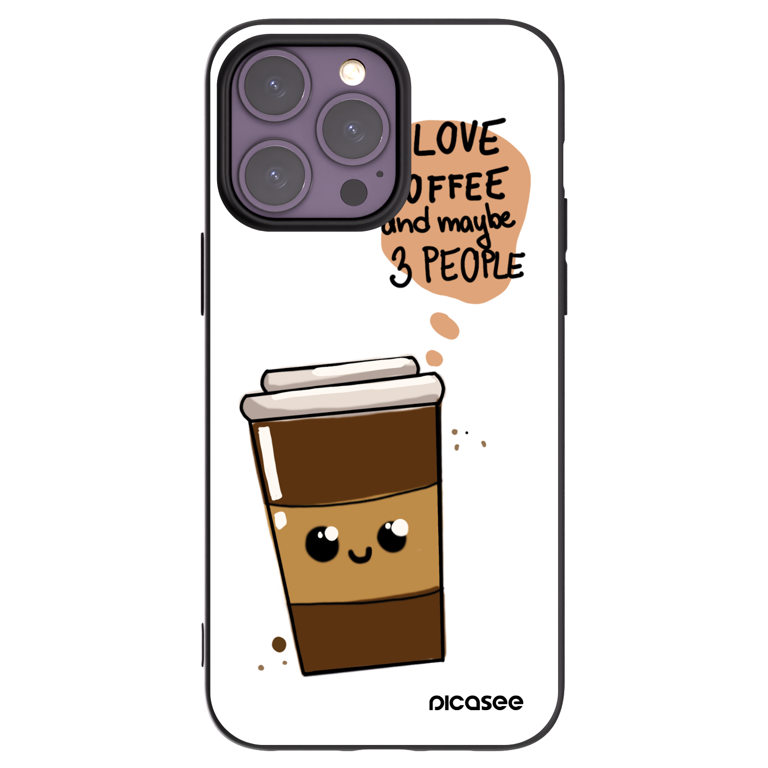 Picasee Μαύρη θήκη σιλικόνης για Apple iPhone 14 Pro Max - Cute coffee