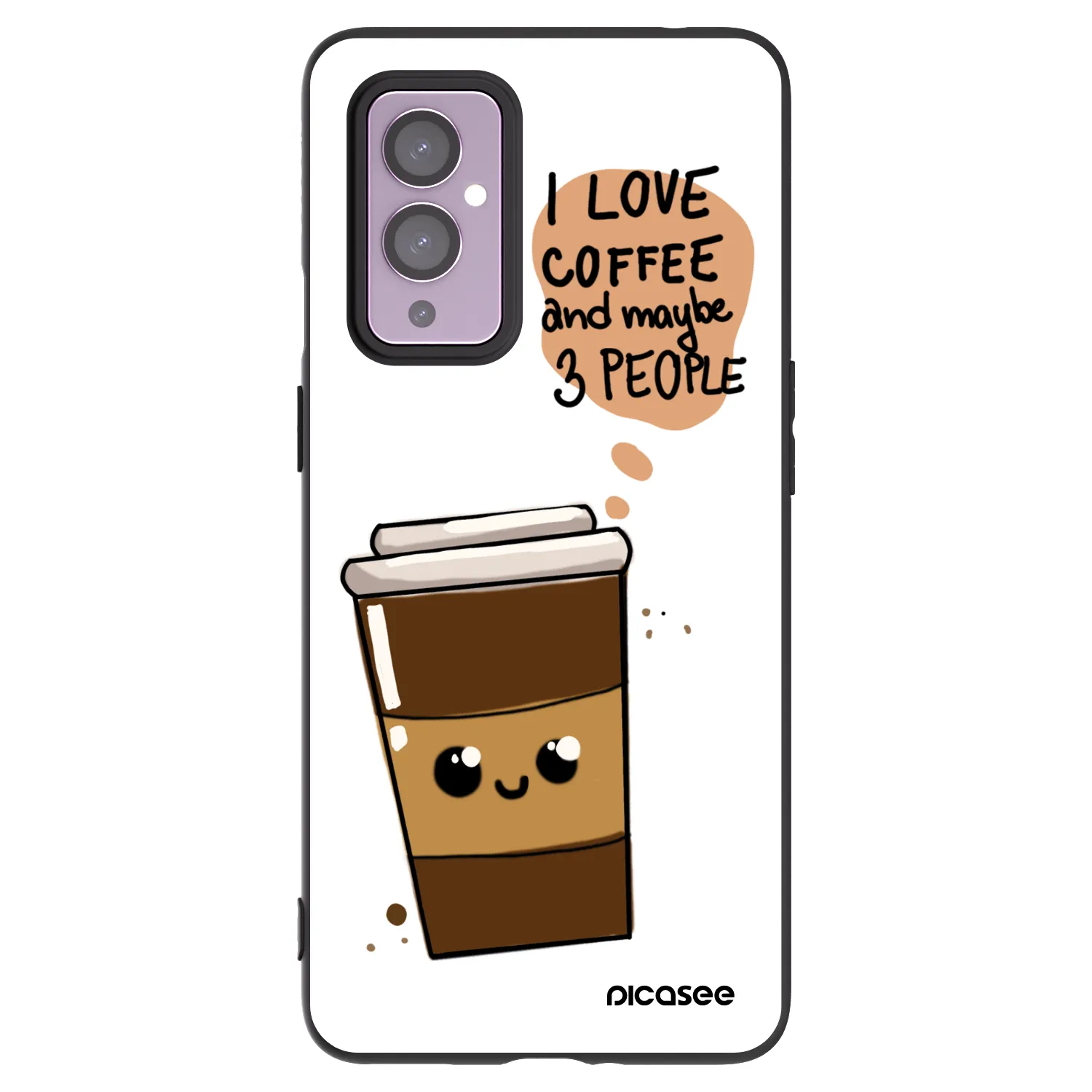 Picasee Μαύρη θήκη σιλικόνης για OnePlus 9 - Cute coffee