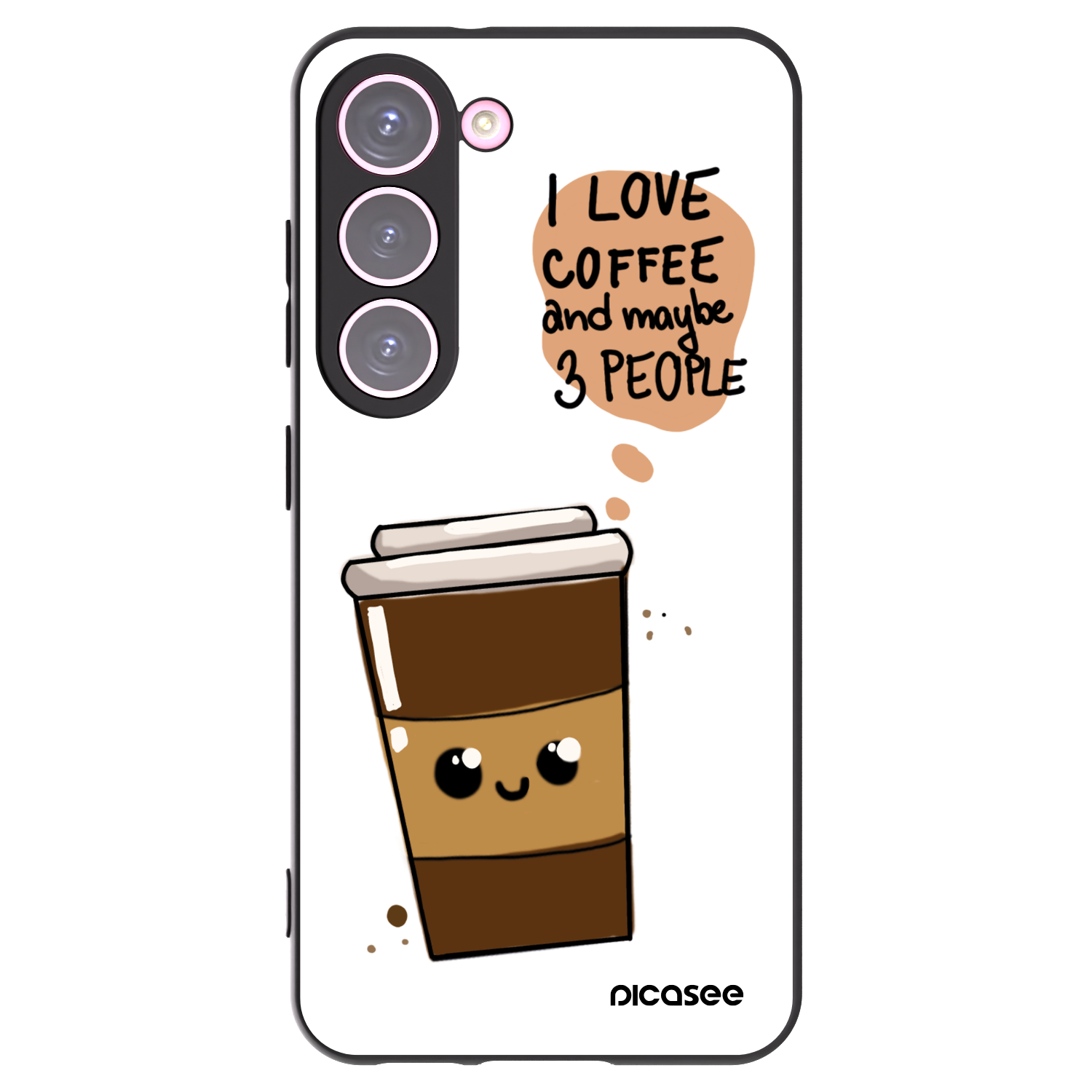 Picasee Μαύρη θήκη σιλικόνης για Samsung Galaxy S23 5G - Cute coffee