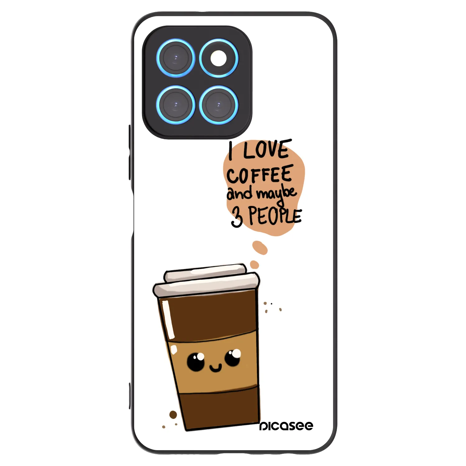Picasee Μαύρη θήκη σιλικόνης για Honor X8 5G - Cute coffee