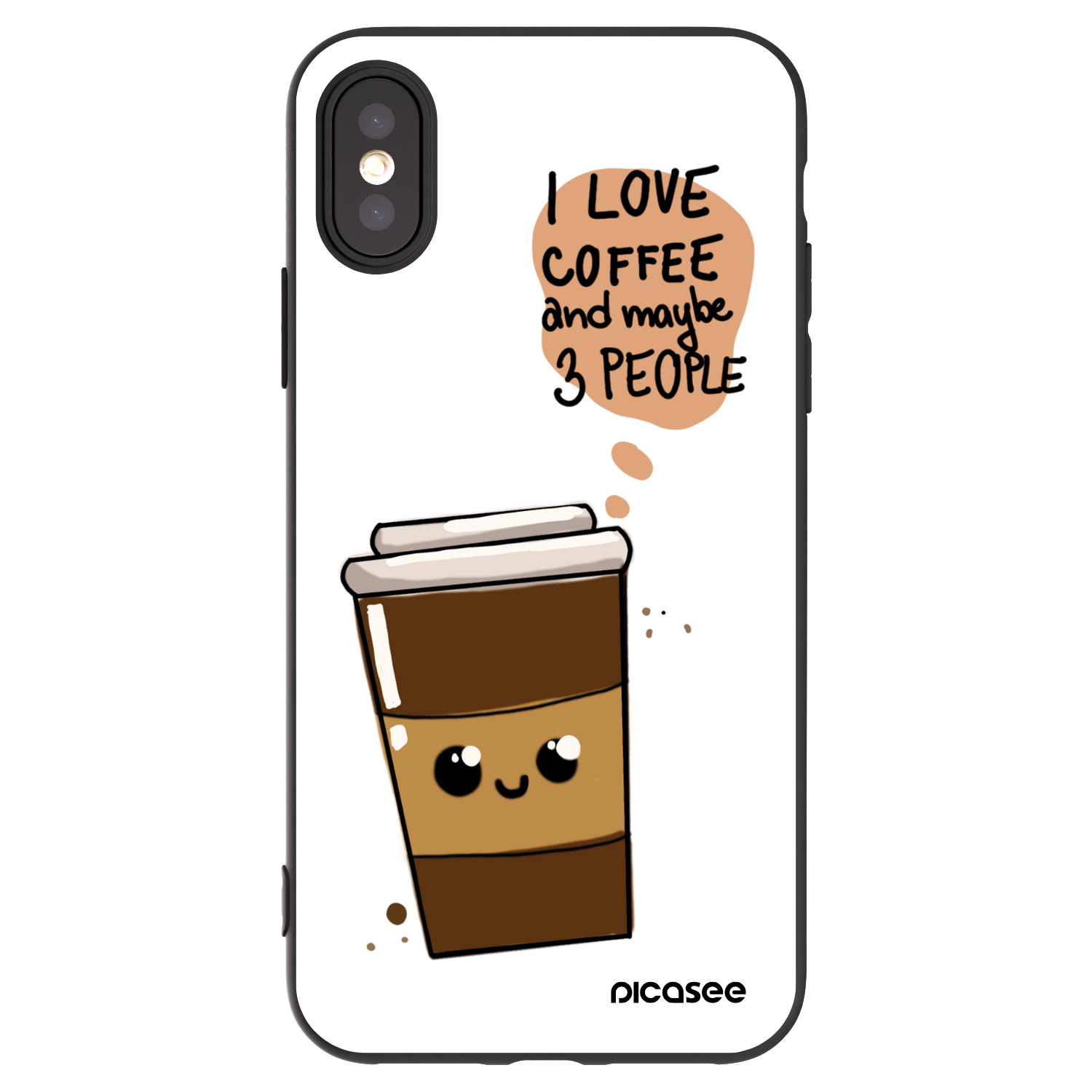 Picasee Μαύρη θήκη σιλικόνης για Apple iPhone X/XS - Cute coffee