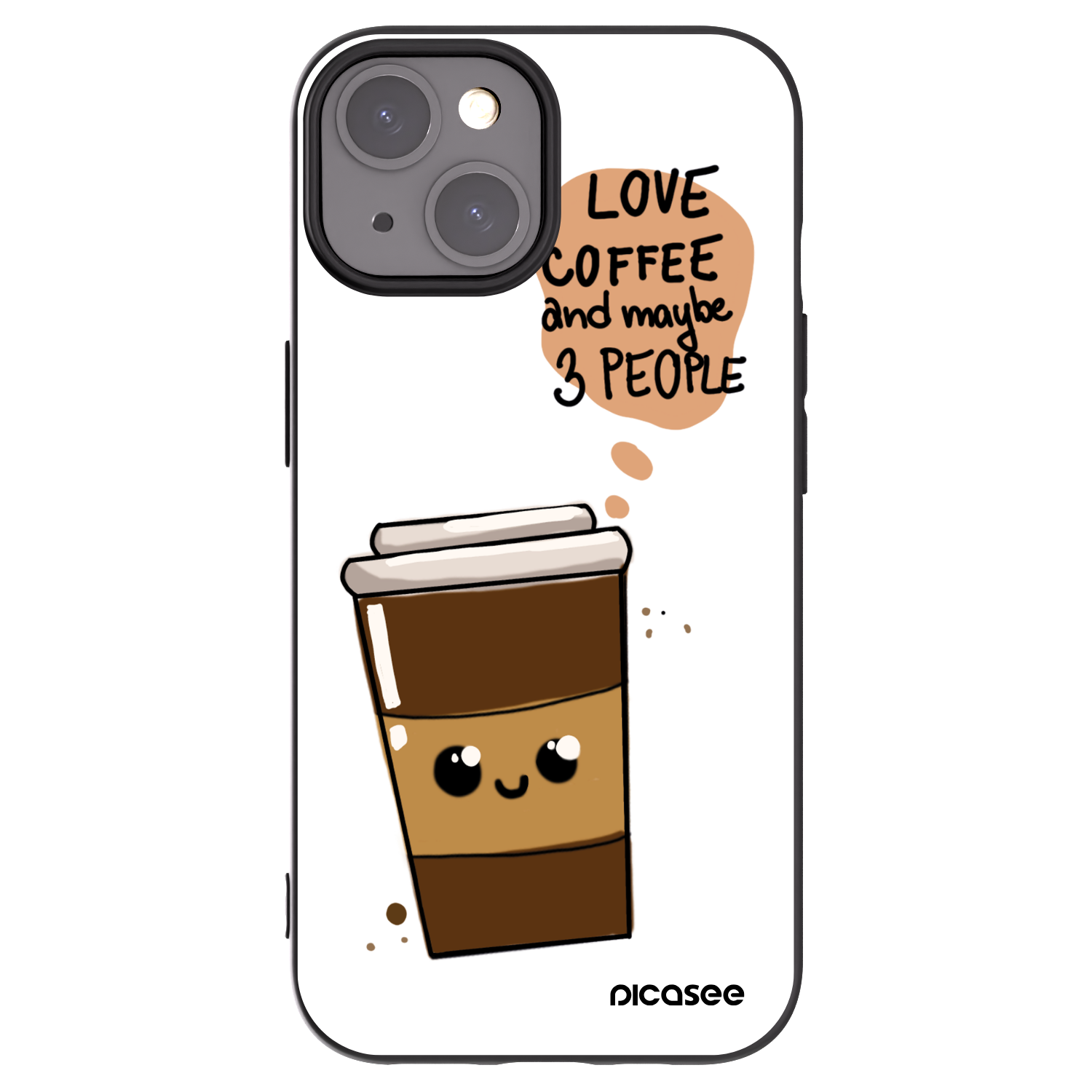 Picasee Μαύρη θήκη σιλικόνης για Apple iPhone 15 - Cute coffee