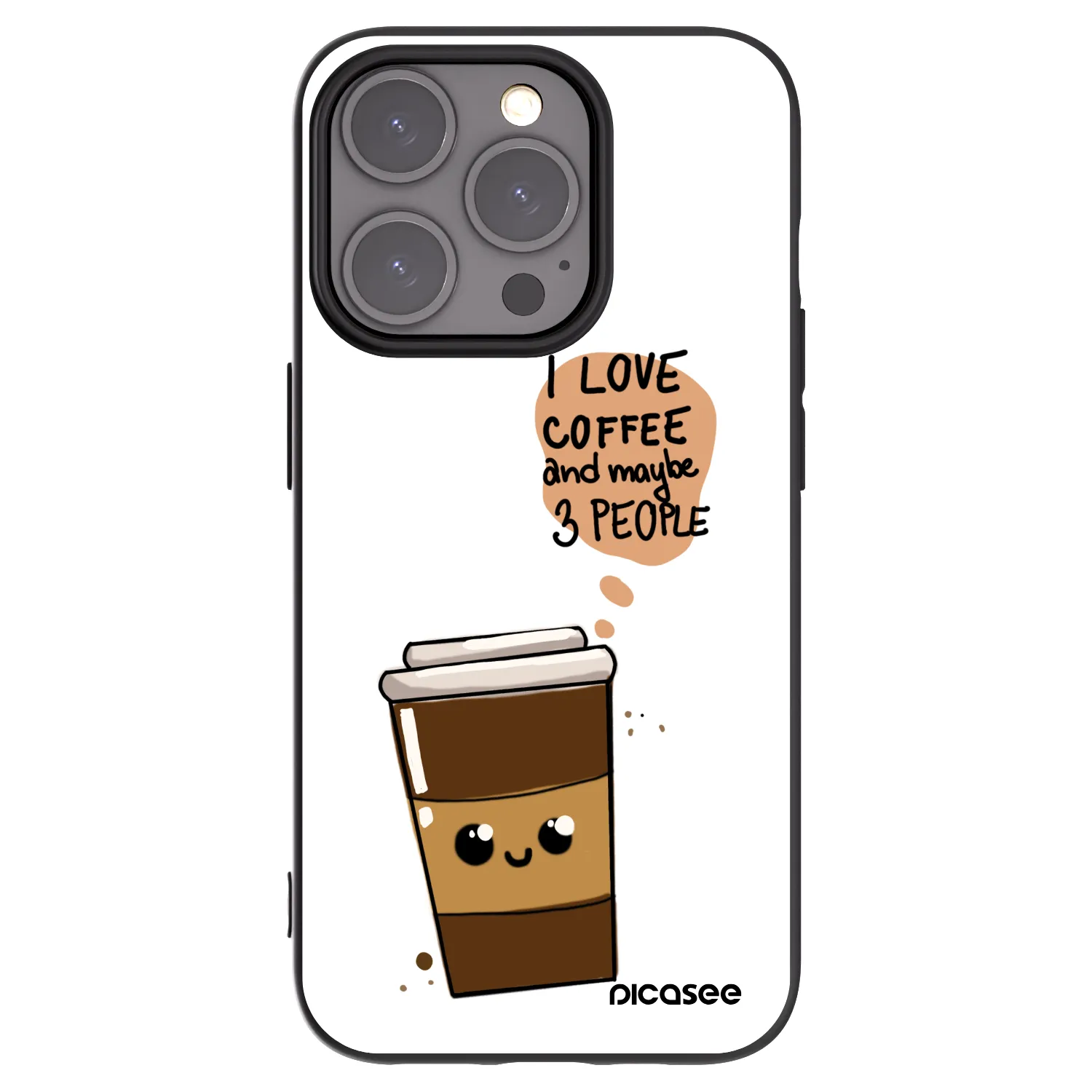 Picasee Μαύρη θήκη σιλικόνης για Apple iPhone 15 Pro - Cute coffee