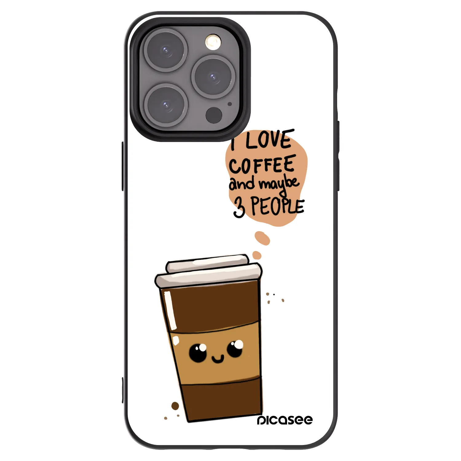 Picasee Μαύρη θήκη σιλικόνης για Apple iPhone 15 Pro Max - Cute coffee