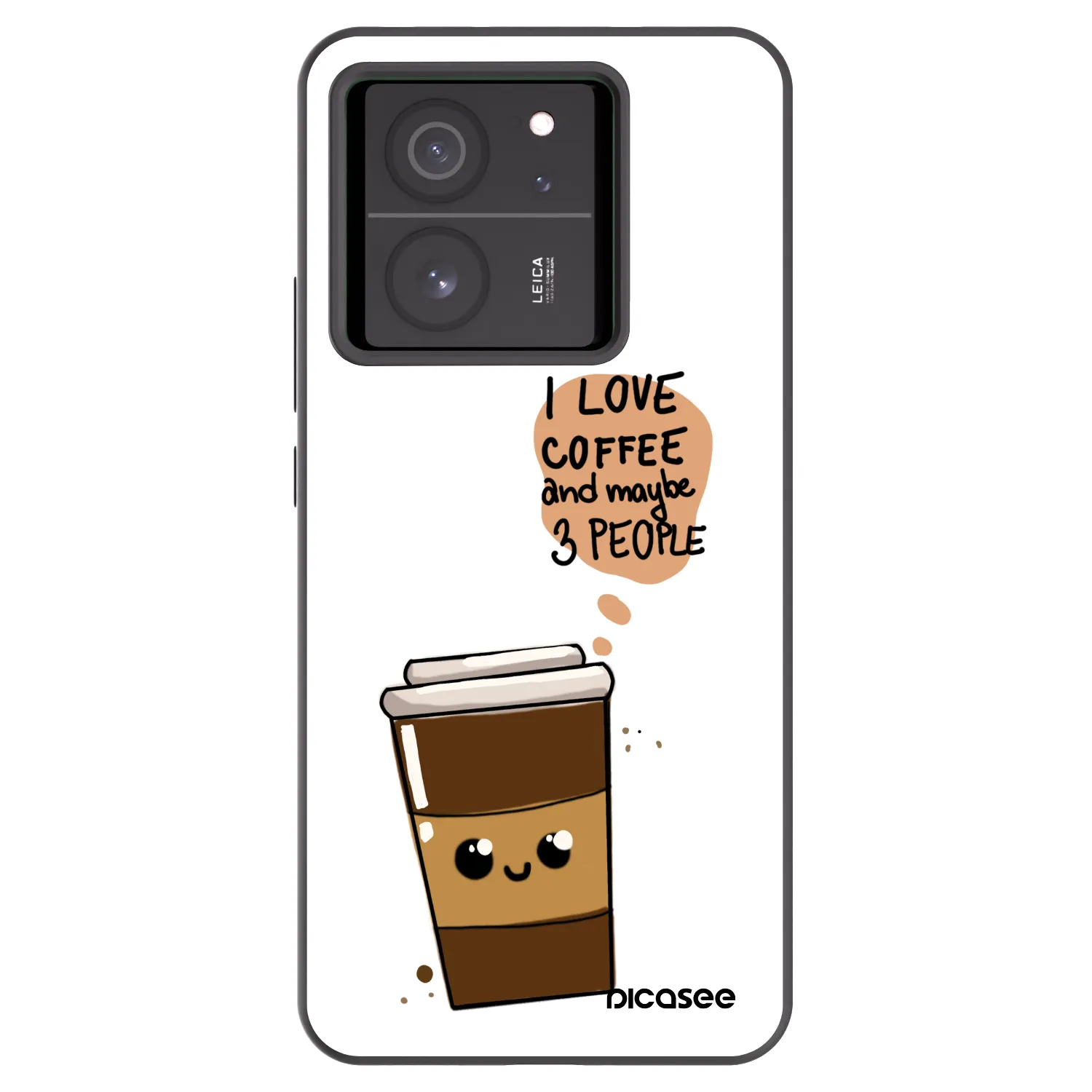 Picasee Μαύρη θήκη σιλικόνης για Xiaomi 13T Pro - Cute coffee