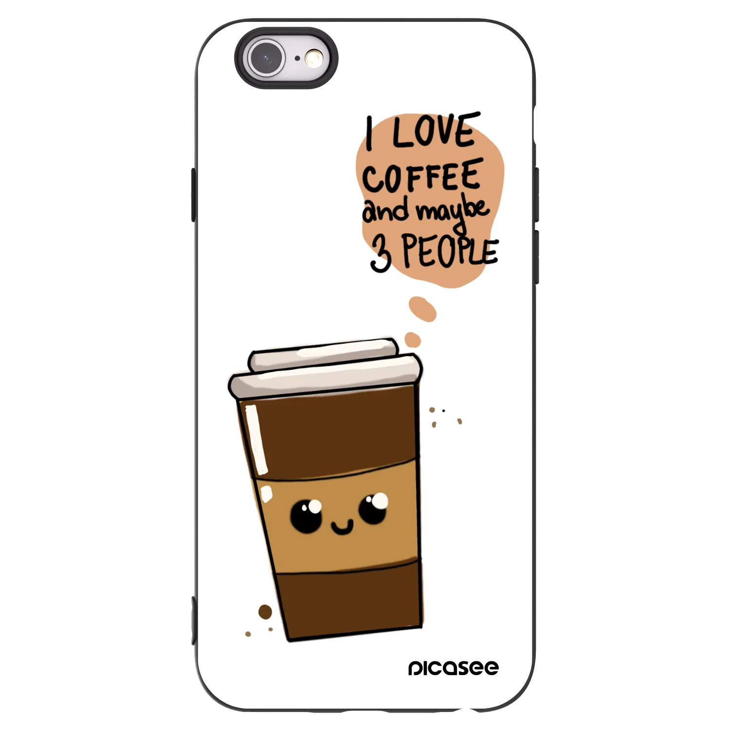 Picasee Μαύρη θήκη σιλικόνης για Apple iPhone 6/6S - Cute coffee
