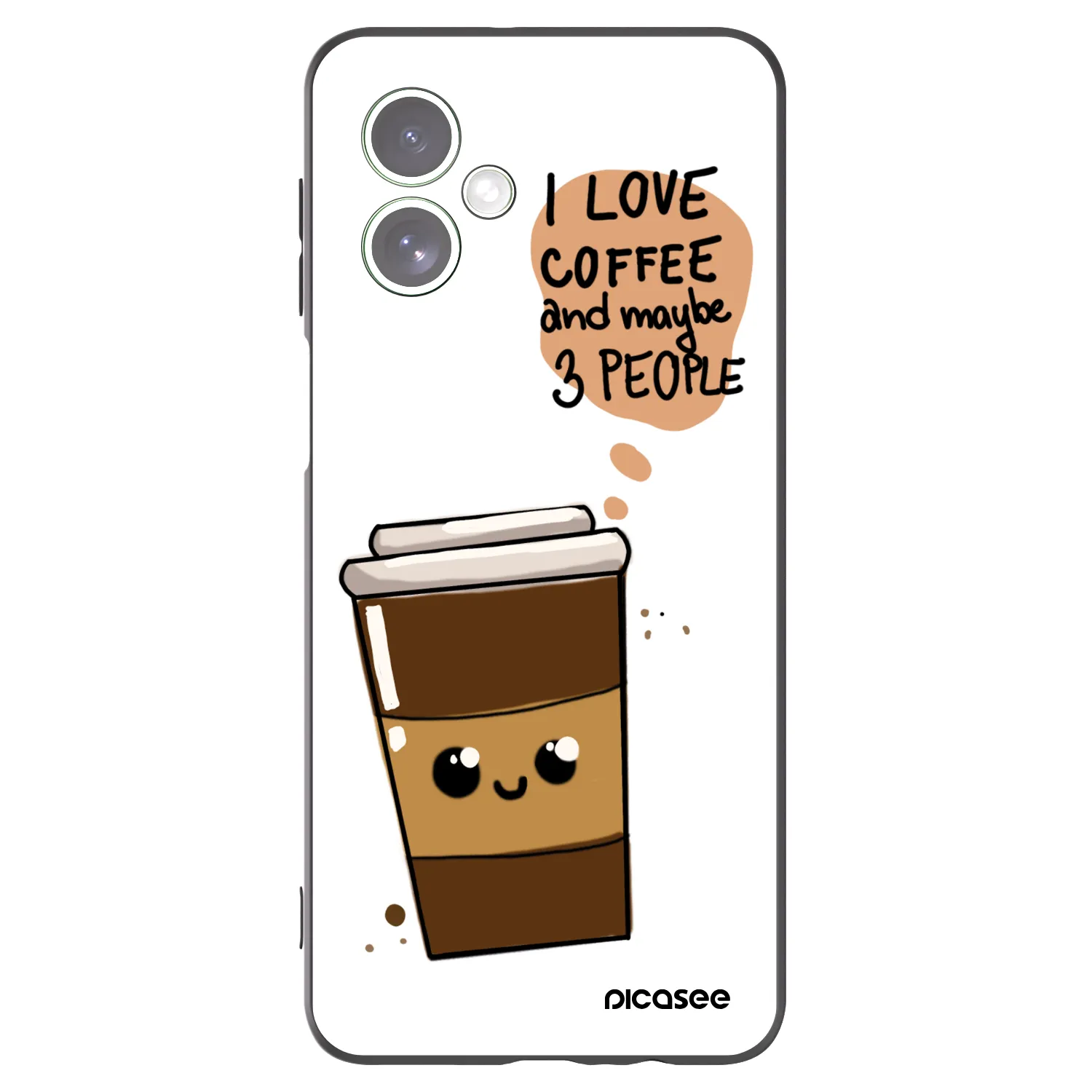 Picasee Μαύρη θήκη σιλικόνης για Motorola Moto G54 5G - Cute coffee