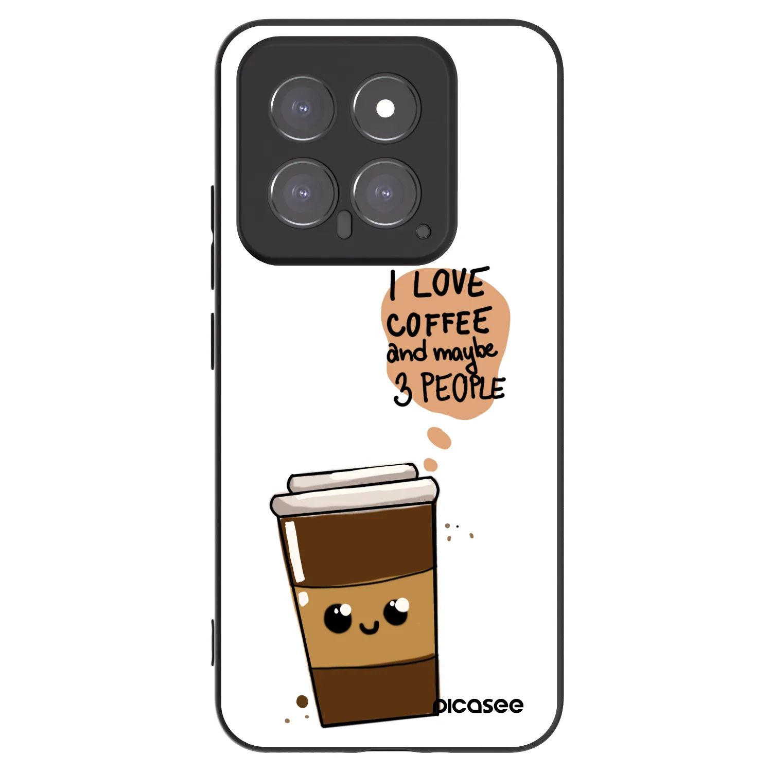 Picasee Μαύρη θήκη σιλικόνης για Xiaomi 14 - Cute coffee