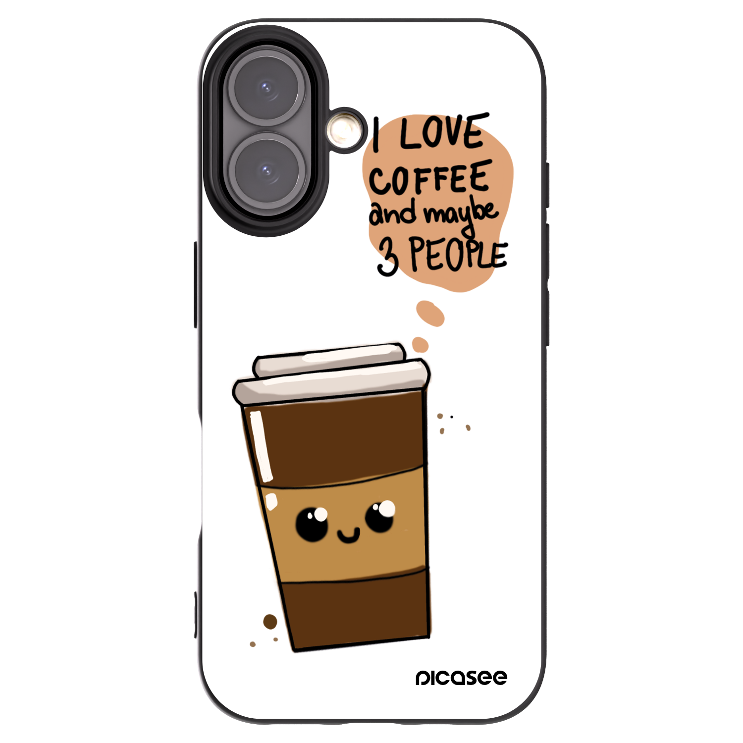 Picasee Μαύρη θήκη σιλικόνης για Apple iPhone 16 - Cute coffee