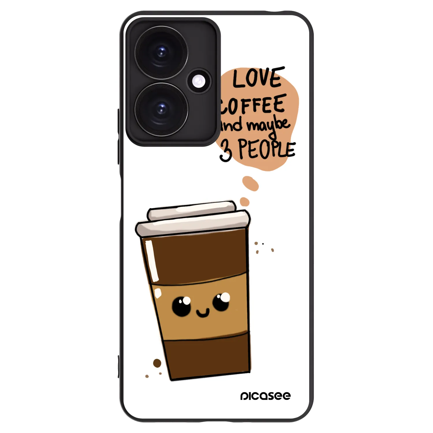 Picasee Μαύρη θήκη σιλικόνης για Xiaomi Redmi 13C 5G - Cute coffee