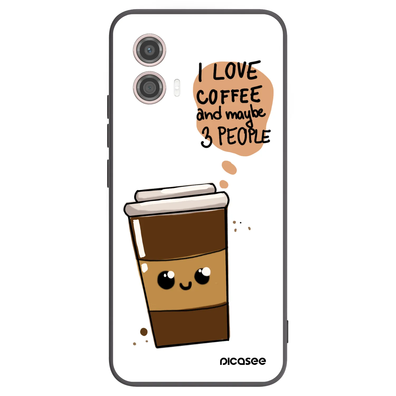 Picasee Μαύρη θήκη σιλικόνης για Motorola Moto G53 5G - Cute coffee