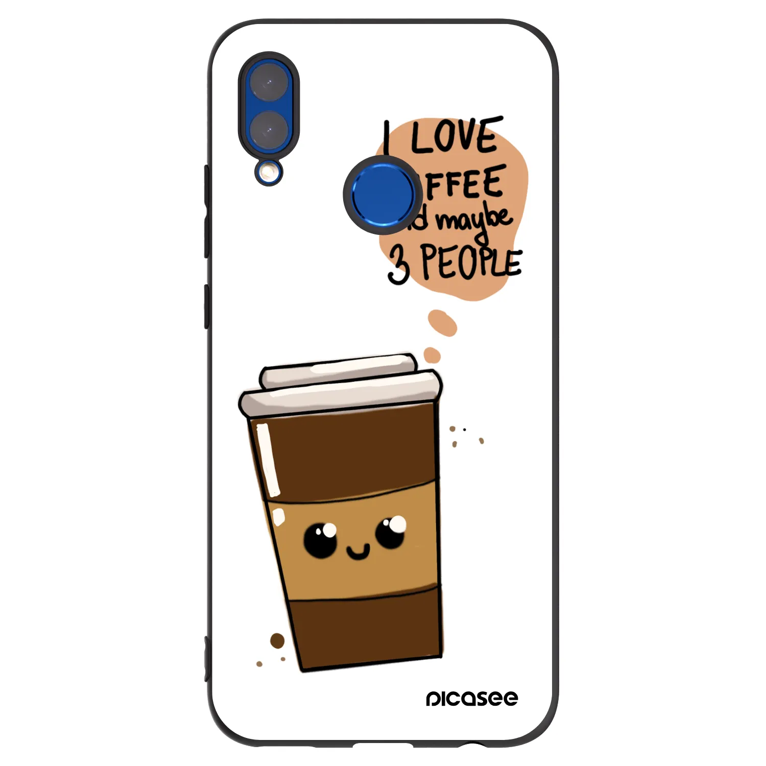 Picasee Μαύρη θήκη σιλικόνης για Honor 10 Lite - Cute coffee