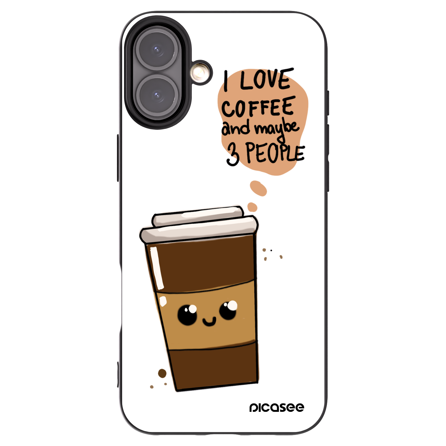 Picasee Μαύρη θήκη σιλικόνης για Apple iPhone 16 Plus - Cute coffee
