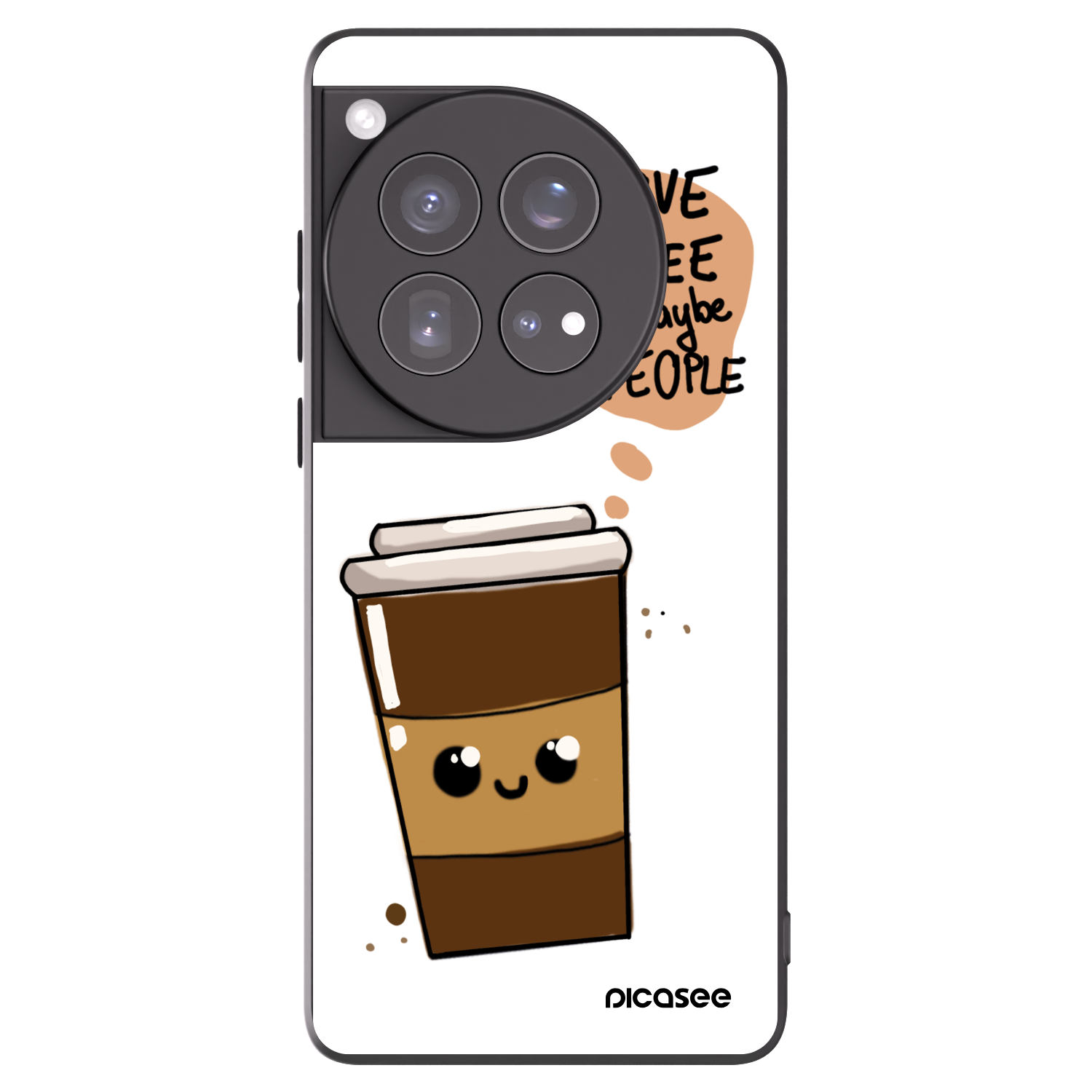 Picasee Μαύρη θήκη σιλικόνης για OnePlus 12 5G - Cute coffee