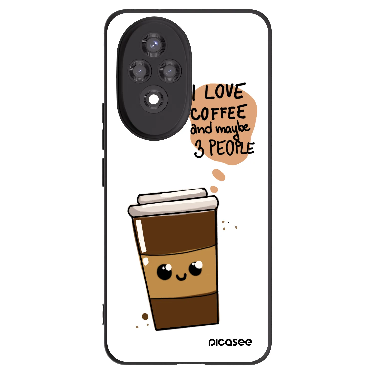 Picasee Μαύρη θήκη σιλικόνης για Honor 200 Pro 5G - Cute coffee
