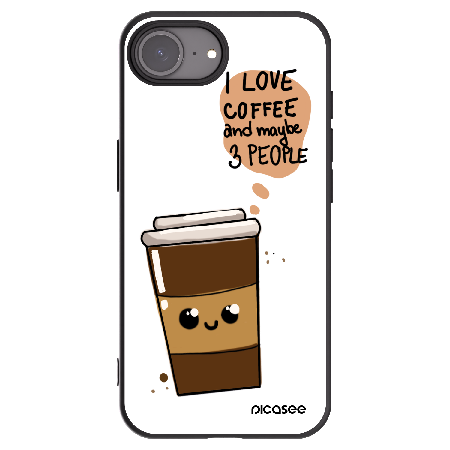 Picasee Μαύρη θήκη σιλικόνης για Apple iPhone 16e - Cute coffee