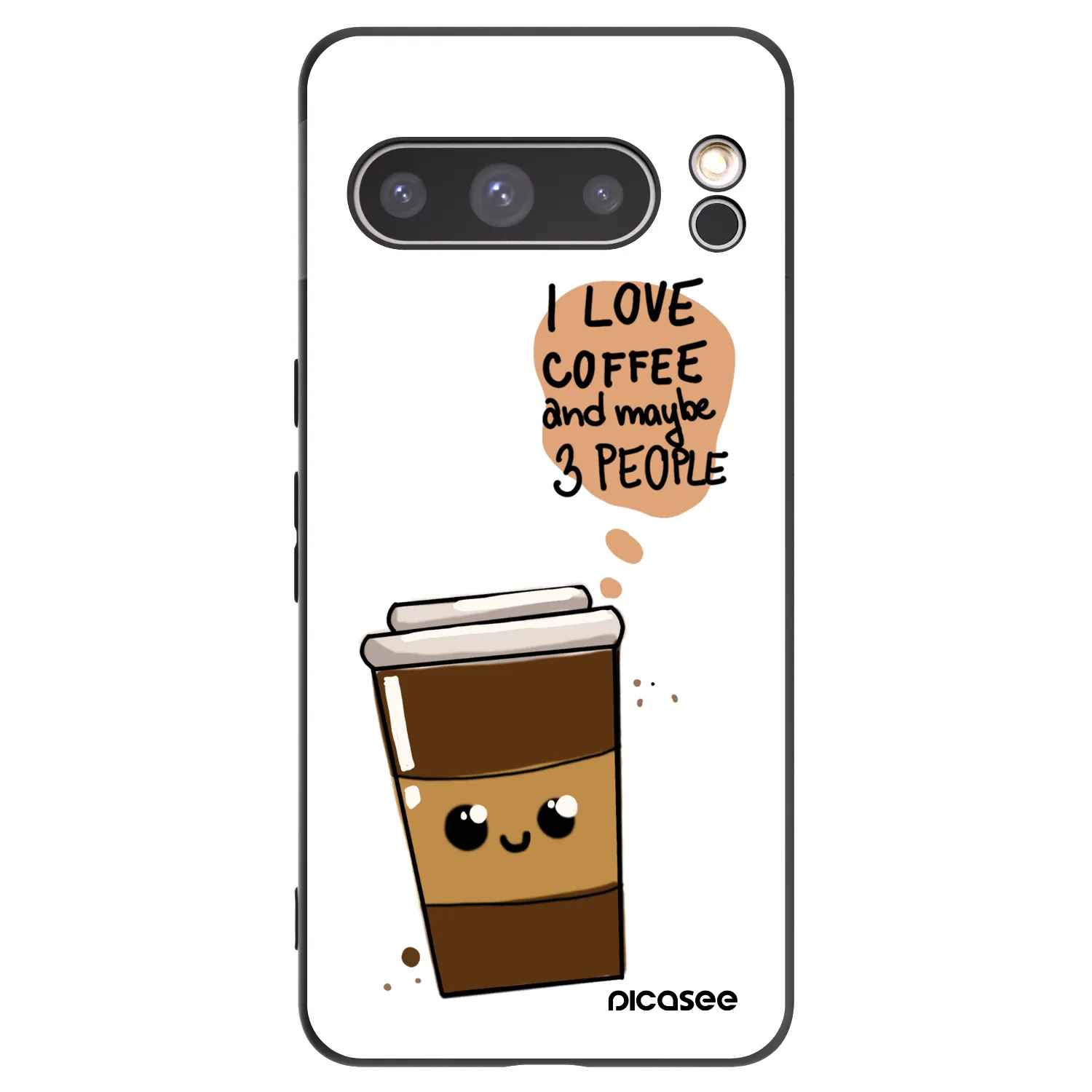 Picasee Μαύρη θήκη σιλικόνης για Google Pixel 8 Pro - Cute coffee