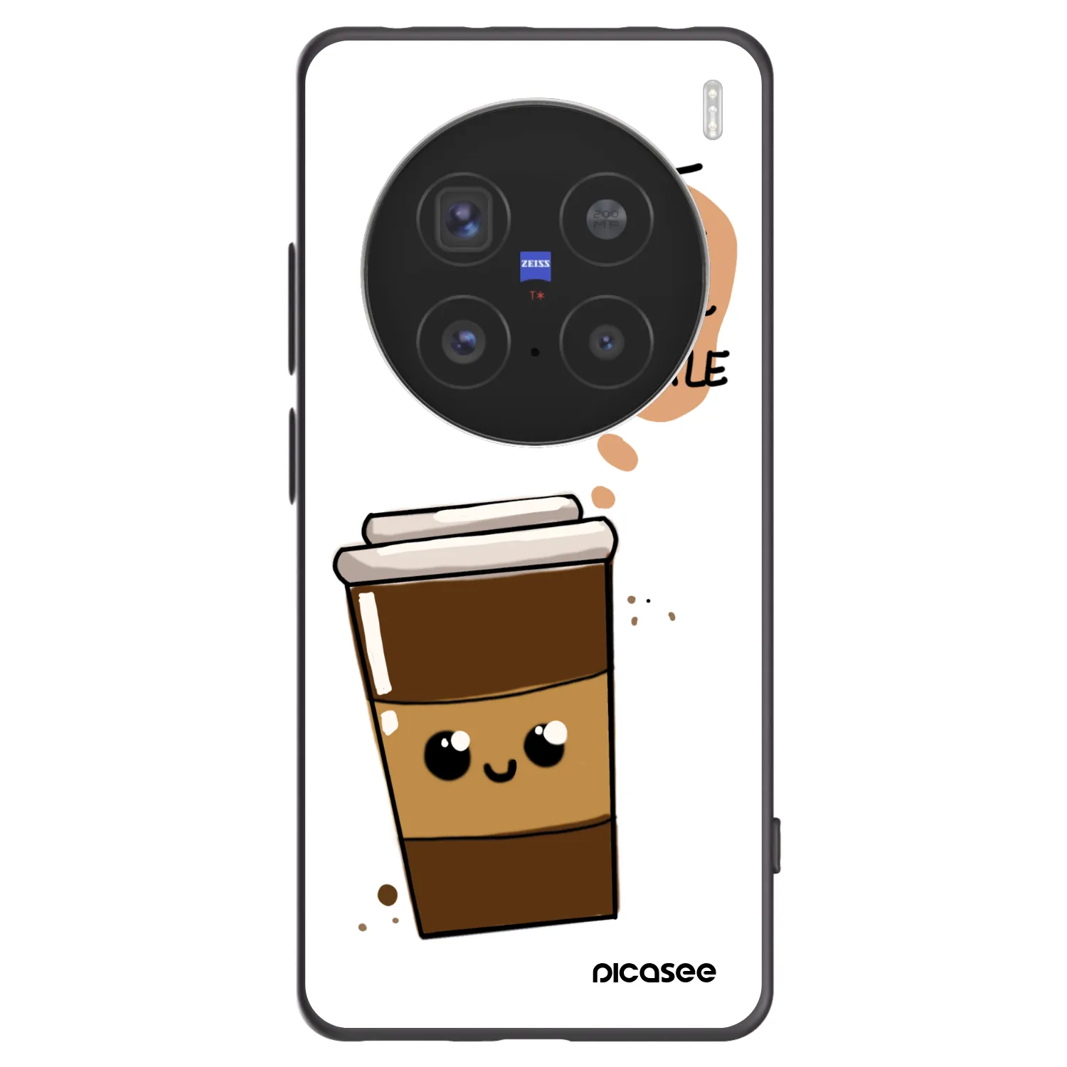 Picasee Μαύρη θήκη σιλικόνης για Vivo X200 Pro - Cute coffee