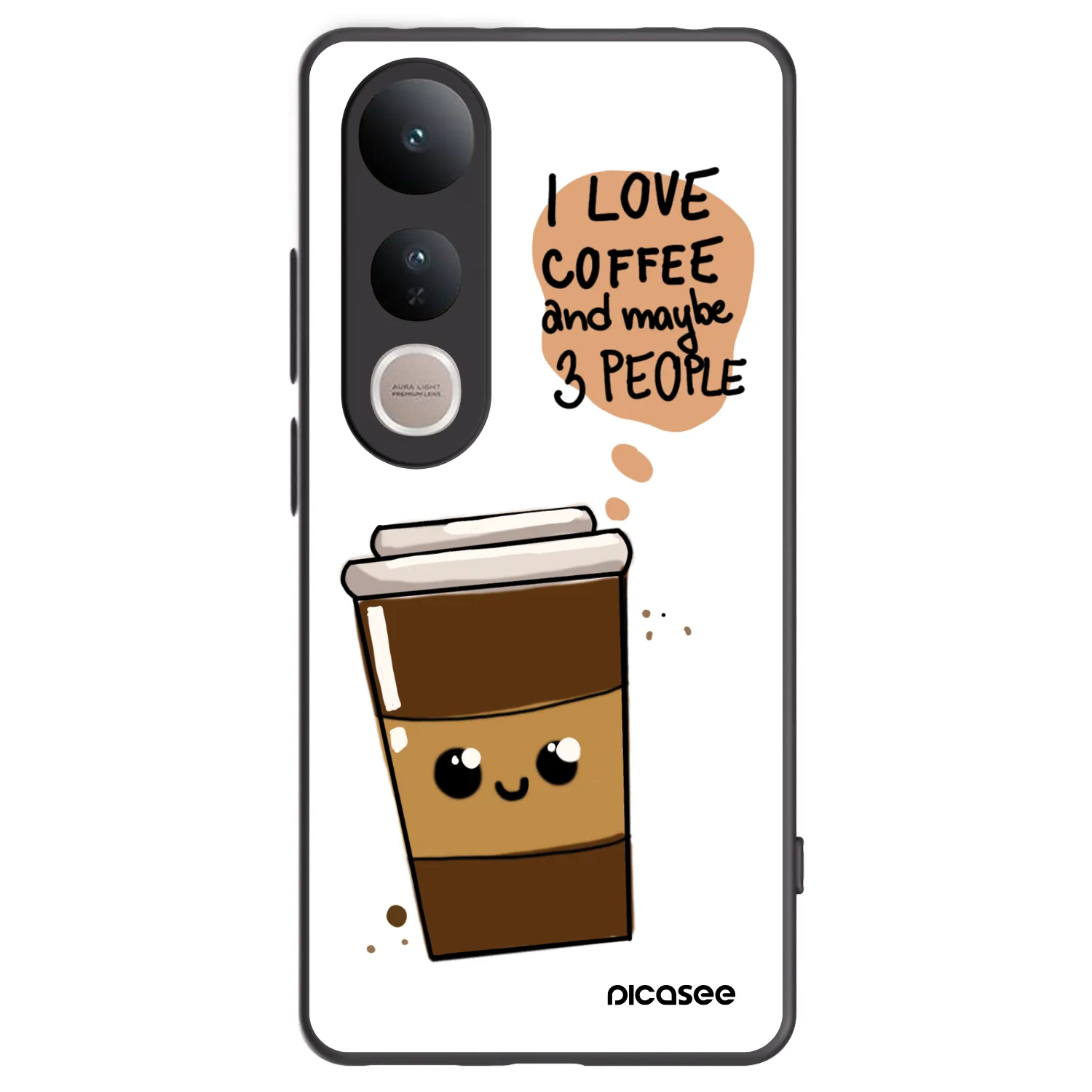 Picasee Μαύρη θήκη σιλικόνης για Vivo V50 Lite 5G - Cute coffee