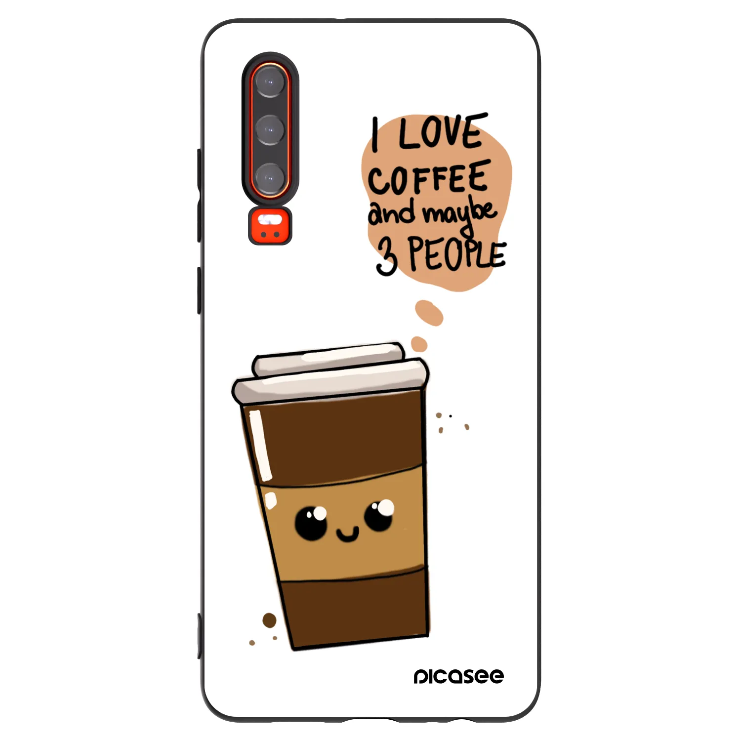 Picasee Μαύρη θήκη σιλικόνης για Huawei P30 - Cute coffee