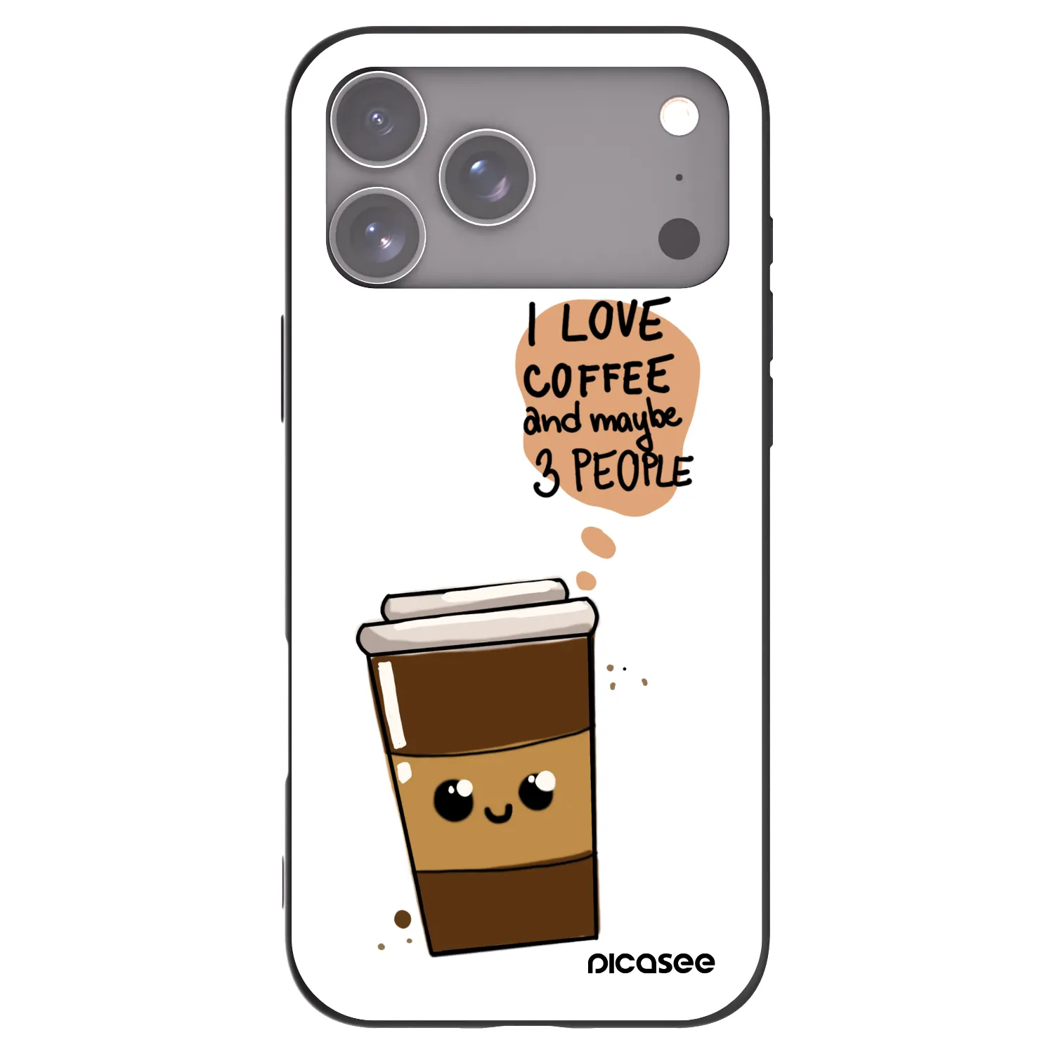 Picasee Μαύρη θήκη σιλικόνης για Apple iPhone 17 Pro Max - Cute coffee