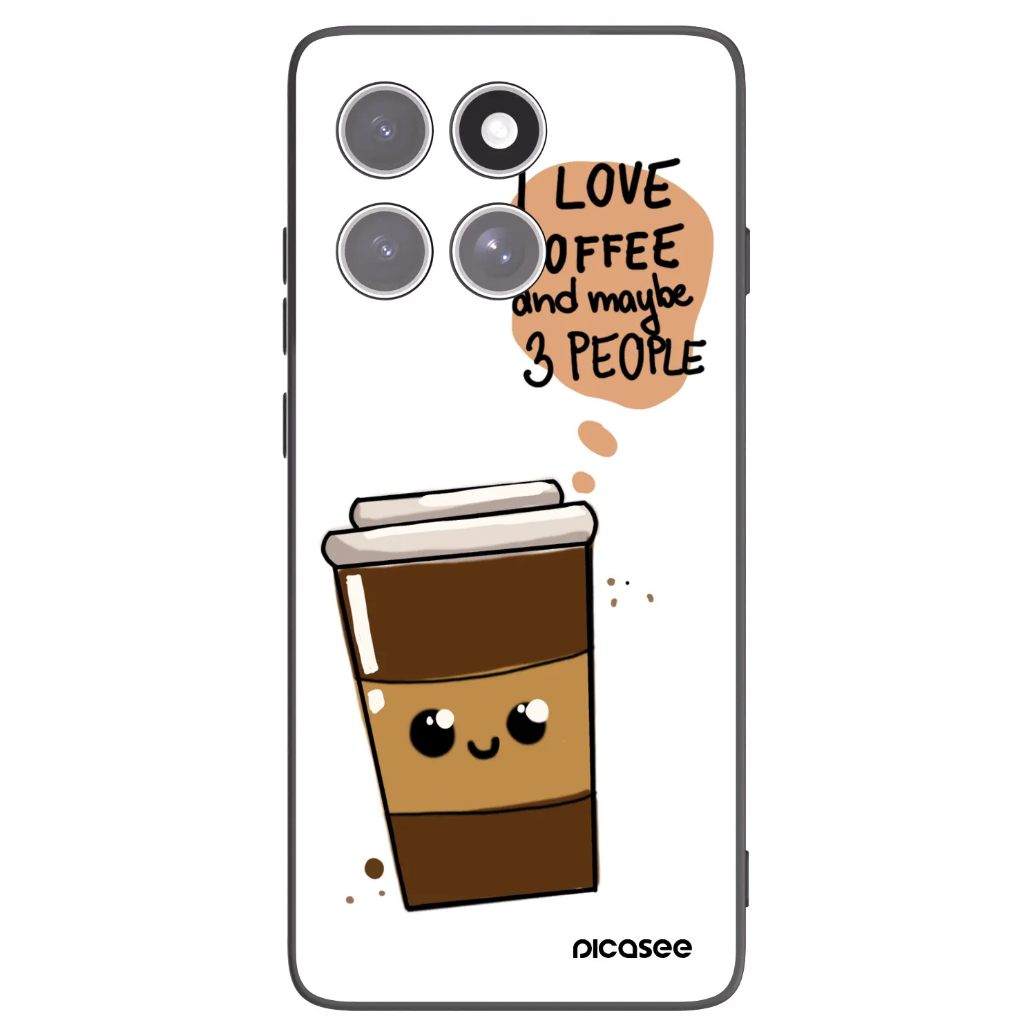 Picasee Μαύρη θήκη σιλικόνης για Motorola Edge 60 Fusion - Cute coffee