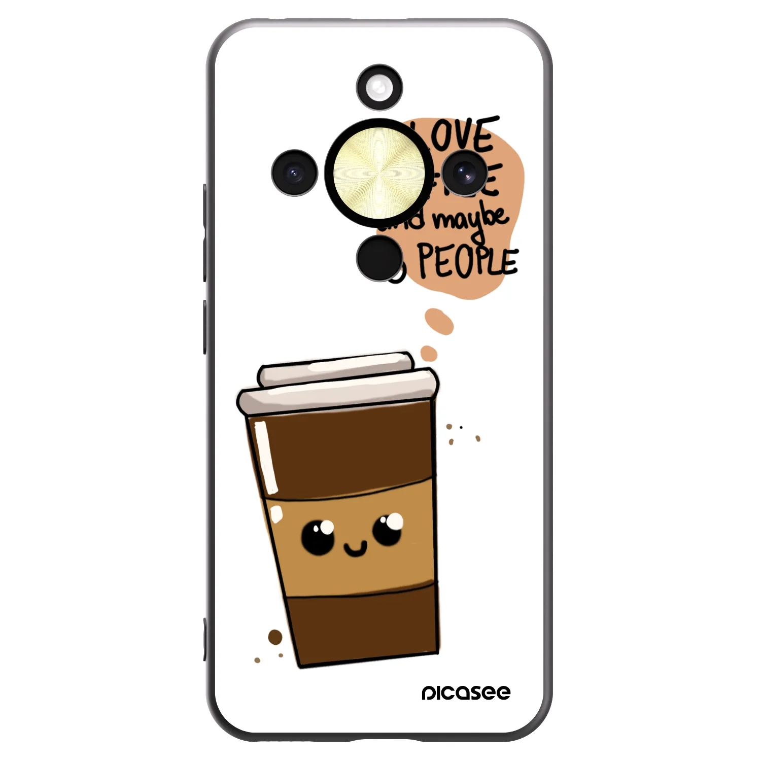 Picasee Μαύρη θήκη σιλικόνης για Honor Magic8 Lite 5G - Cute coffee
