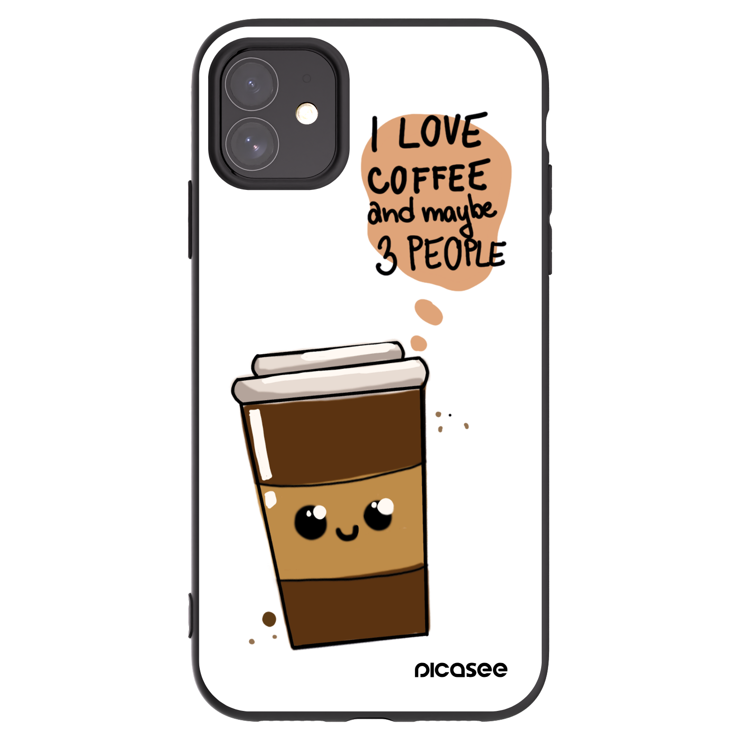 Picasee Μαύρη θήκη σιλικόνης για Apple iPhone 11 - Cute coffee
