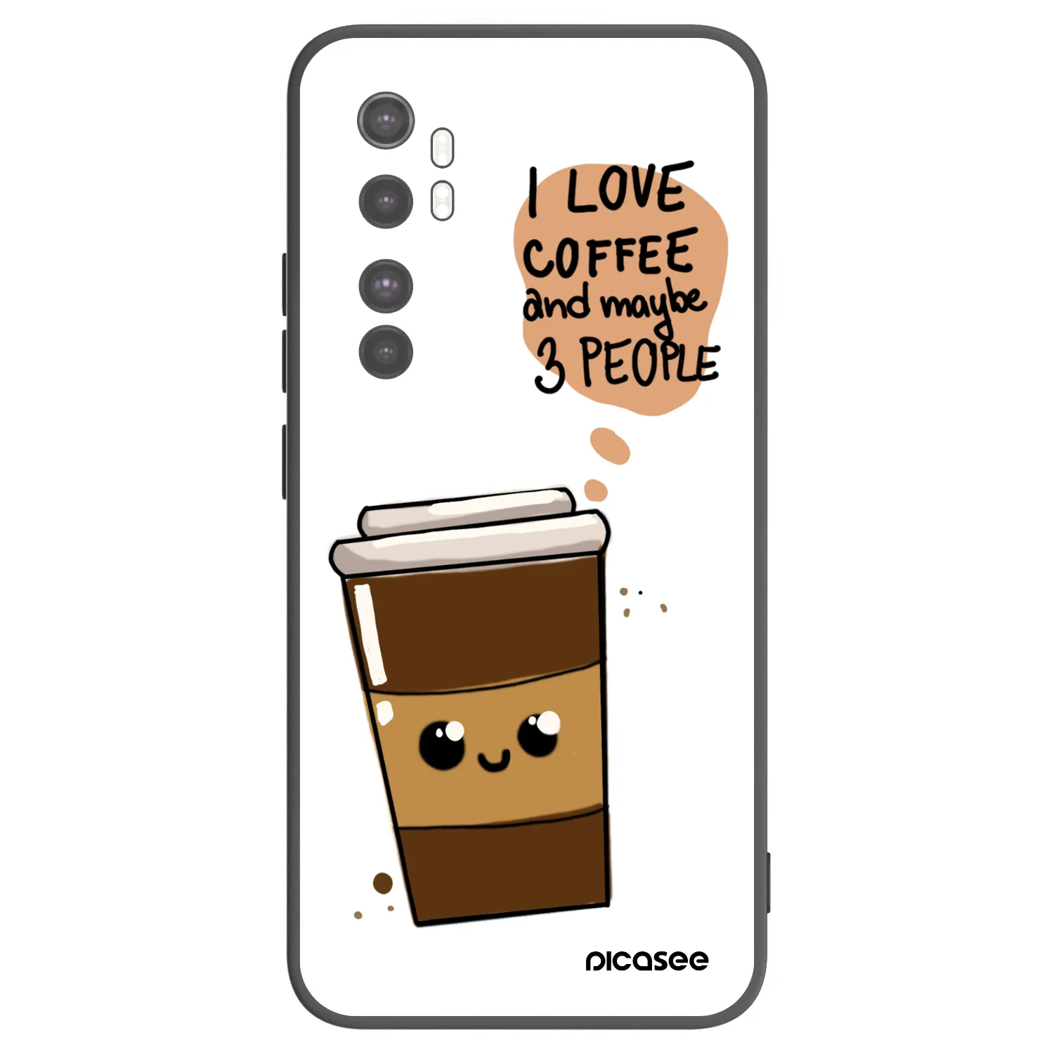 Picasee Μαύρη θήκη σιλικόνης για Xiaomi Mi Note 10 Lite - Cute coffee