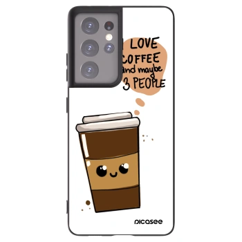 Picasee Μαύρη θήκη σιλικόνης για Samsung Galaxy S21 Ultra 5G G998B - Cute coffee