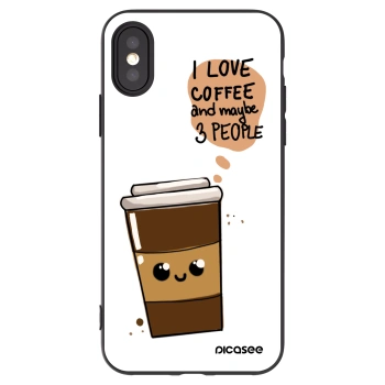 Picasee Μαύρη θήκη σιλικόνης για Apple iPhone X/XS - Cute coffee
