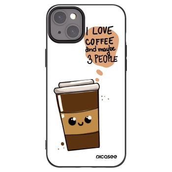 Picasee Μαύρη θήκη σιλικόνης για Apple iPhone 15 Plus - Cute coffee