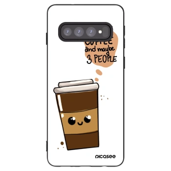 Picasee Μαύρη θήκη σιλικόνης για Samsung Galaxy S10 G973 - Cute coffee