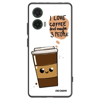 Picasee Μαύρη θήκη σιλικόνης για Motorola Moto G35 5G - Cute coffee